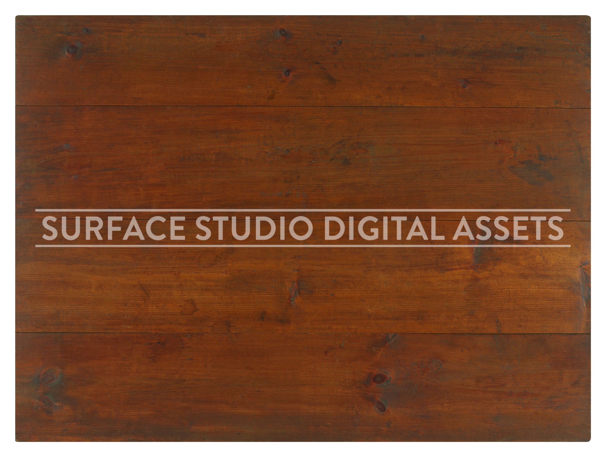 Antique Distressed Pine Work Tabletop Wood Surface background stock image with a "Surface Studio Digital Assets" watermark for commercial, e-commerce, editorial, product, beauty, food, beverage, still life photography.