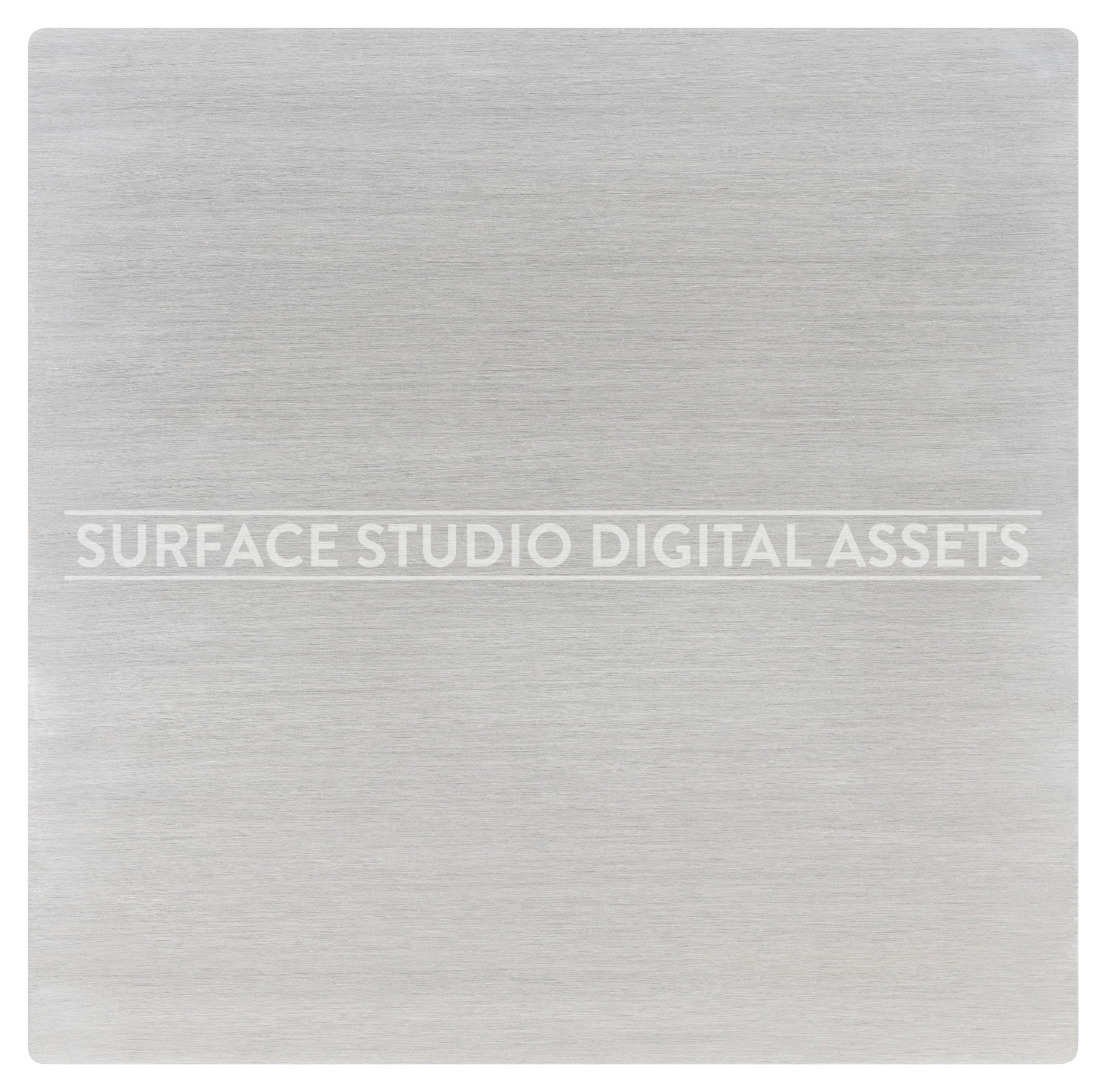 Brushed Aluminum Metal Surface background stock image with a "Surface Studio Digital Assets" watermark for commercial, e-commerce, editorial, product, beauty, food, beverage, still life photography.