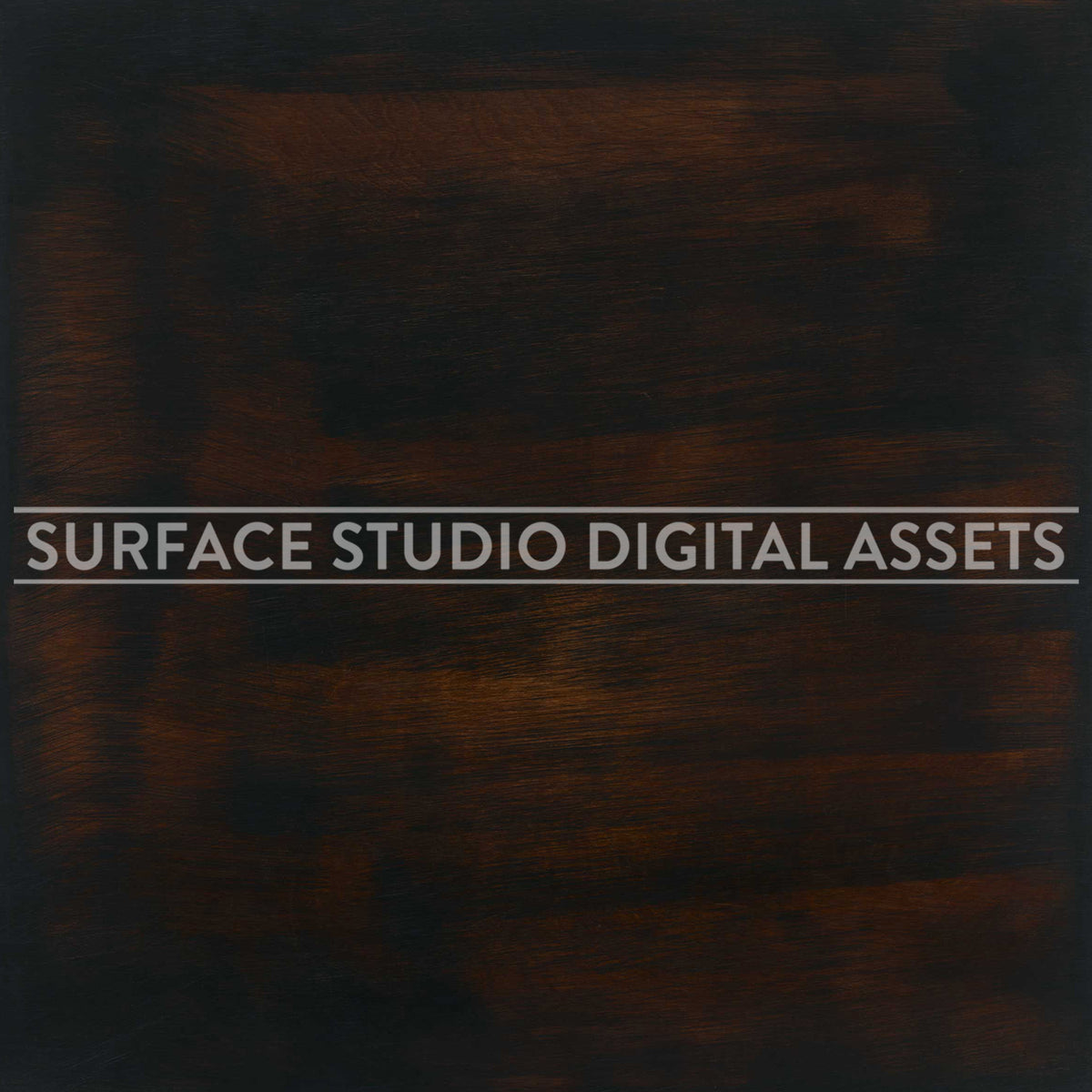 Warm Dark Brown Distressed Birch Wood Surface photographed directly from above. Surface background stock image with a "Surface Studio Digital Assets" watermark for commercial, e-commerce, editorial, product, beauty, food, beverage, still life photography. Artisanal wood surface background for high-end product shoots, interior design and architectural mood board.
