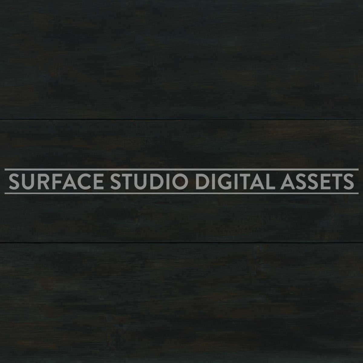 Planked Dark Grey Brown Pine Wood Surface photographed directly from above. Surface background stock image with a "Surface Studio Digital Assets" watermark for commercial, e-commerce, editorial, product, beauty, food, beverage, still life photography. Artisanal wood surface background for high-end product shoots, interior design and architectural mood board.