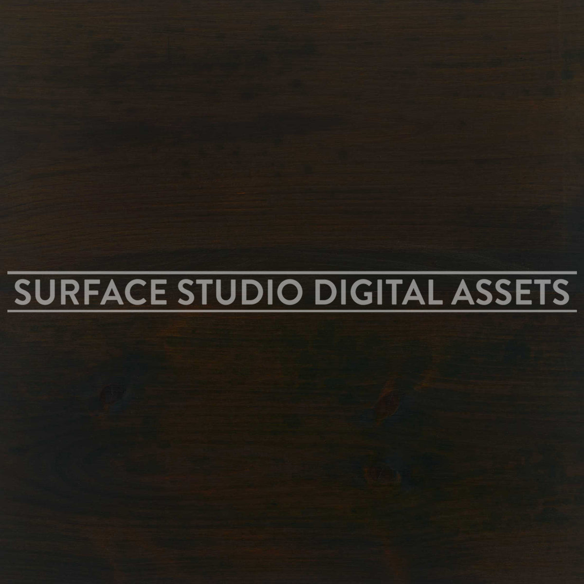 Dark Mission Brown Pine Wood Surface photographed directly from above. Surface background stock image with a "Surface Studio Digital Assets" watermark for commercial, e-commerce, editorial, product, beauty, food, beverage, still life photography. Artisanal wood surface background for high-end product shoots, interior design and architectural mood board.
