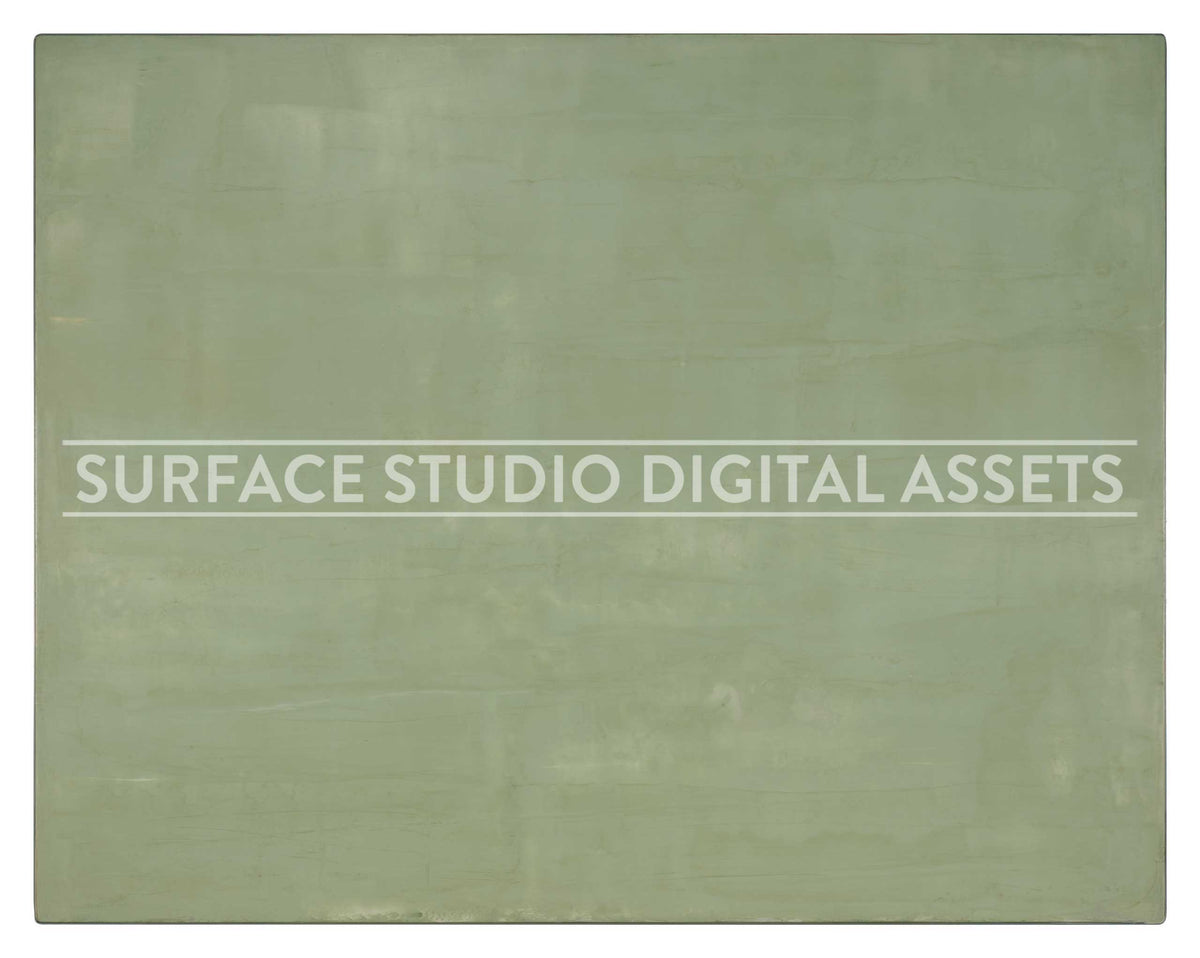 Light Green Ocean Mist Venetian Plaster Surface photographed directly from above including edges. Surface background stock image with a "Surface Studio Digital Assets" watermark for commercial, e-commerce, editorial, product, beauty, food, beverage, still life photography. Hand-made plaster surface for packaging photography and brand imagery.