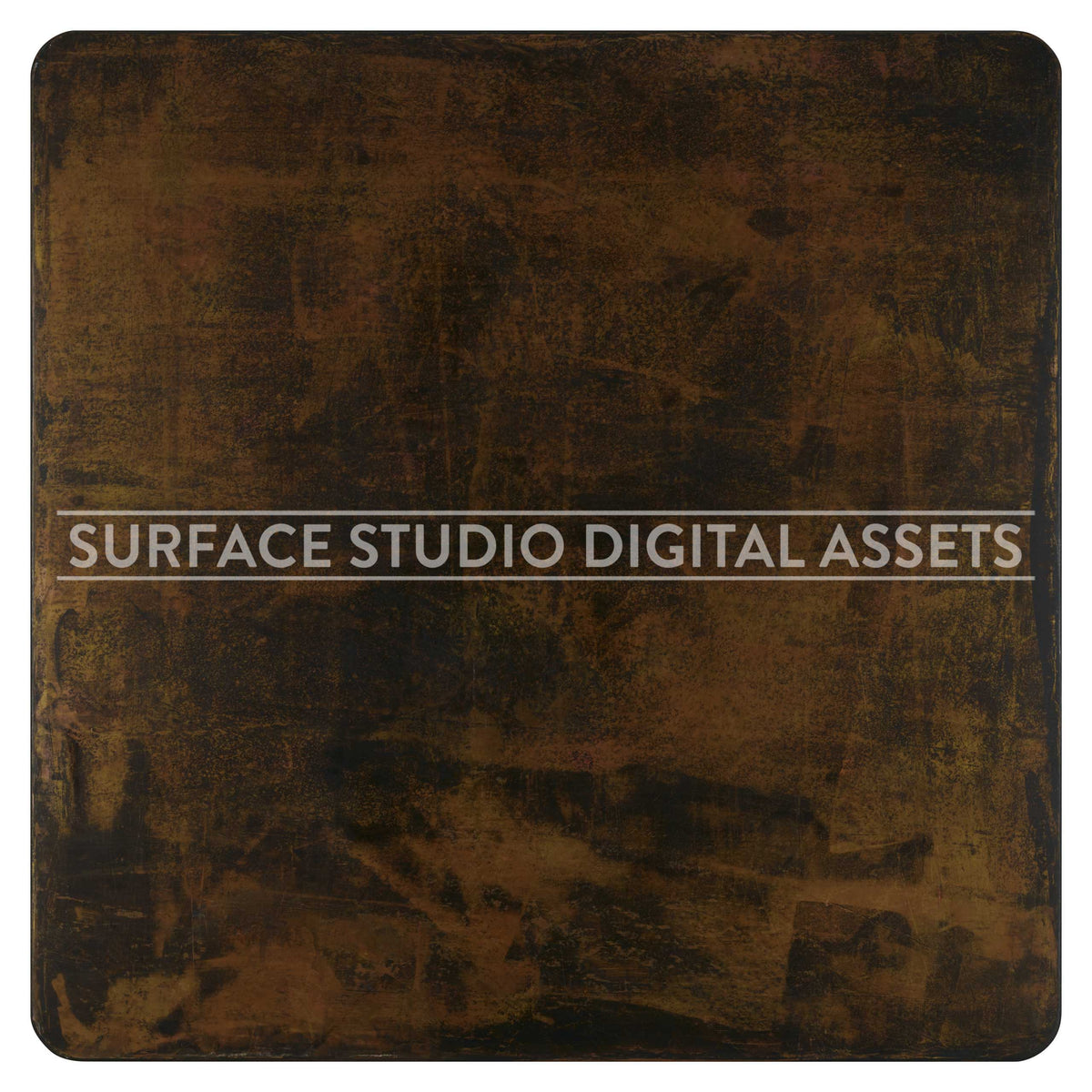 Old Gold Bronze Metallic Surface photographed directly from above including edges. Surface background stock image with a "Surface Studio Digital Assets" watermark for commercial, e-commerce, editorial, product, beauty, food, beverage, still life photography.