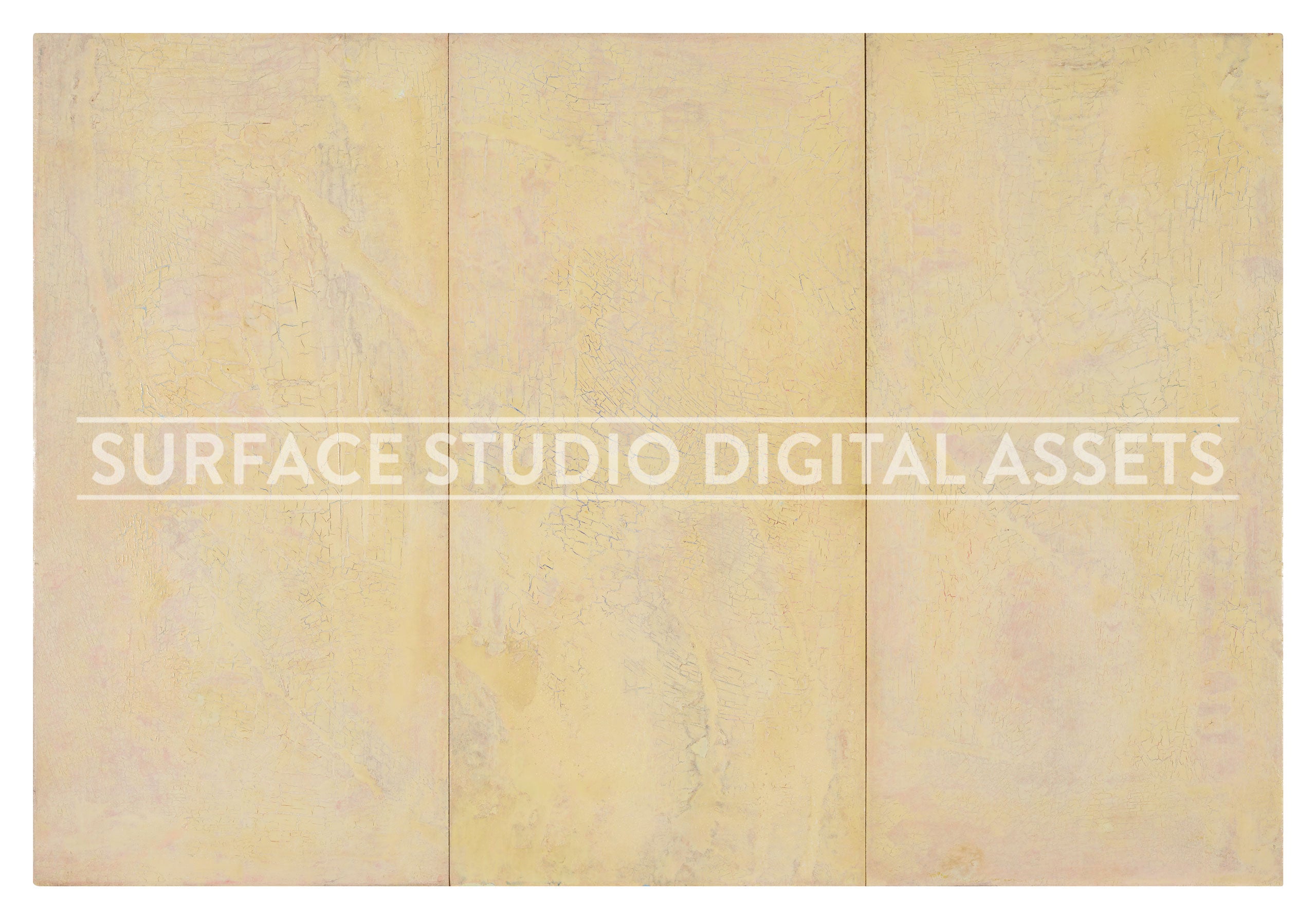 Distressed Pale Yellow Crackle Planked Wood Surface background stock image with a "Surface Studio Digital Assets" watermark for commercial, e-commerce, editorial, product, beauty, food, beverage, still life photography.