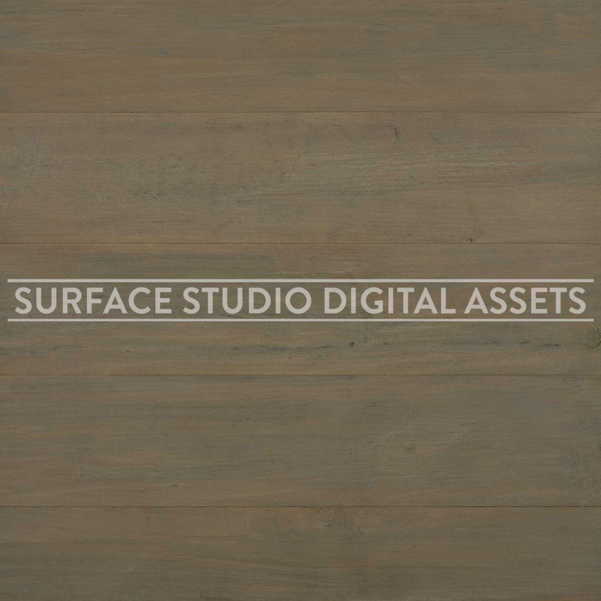 Planked Grey Beige Pine Wood Surface photographed directly from above. Surface background stock image with a "Surface Studio Digital Assets" watermark for commercial, e-commerce, editorial, product, beauty, food, beverage, still life photography. Artisanal wood surface background for high-end product shoots, interior design and architectural mood board.