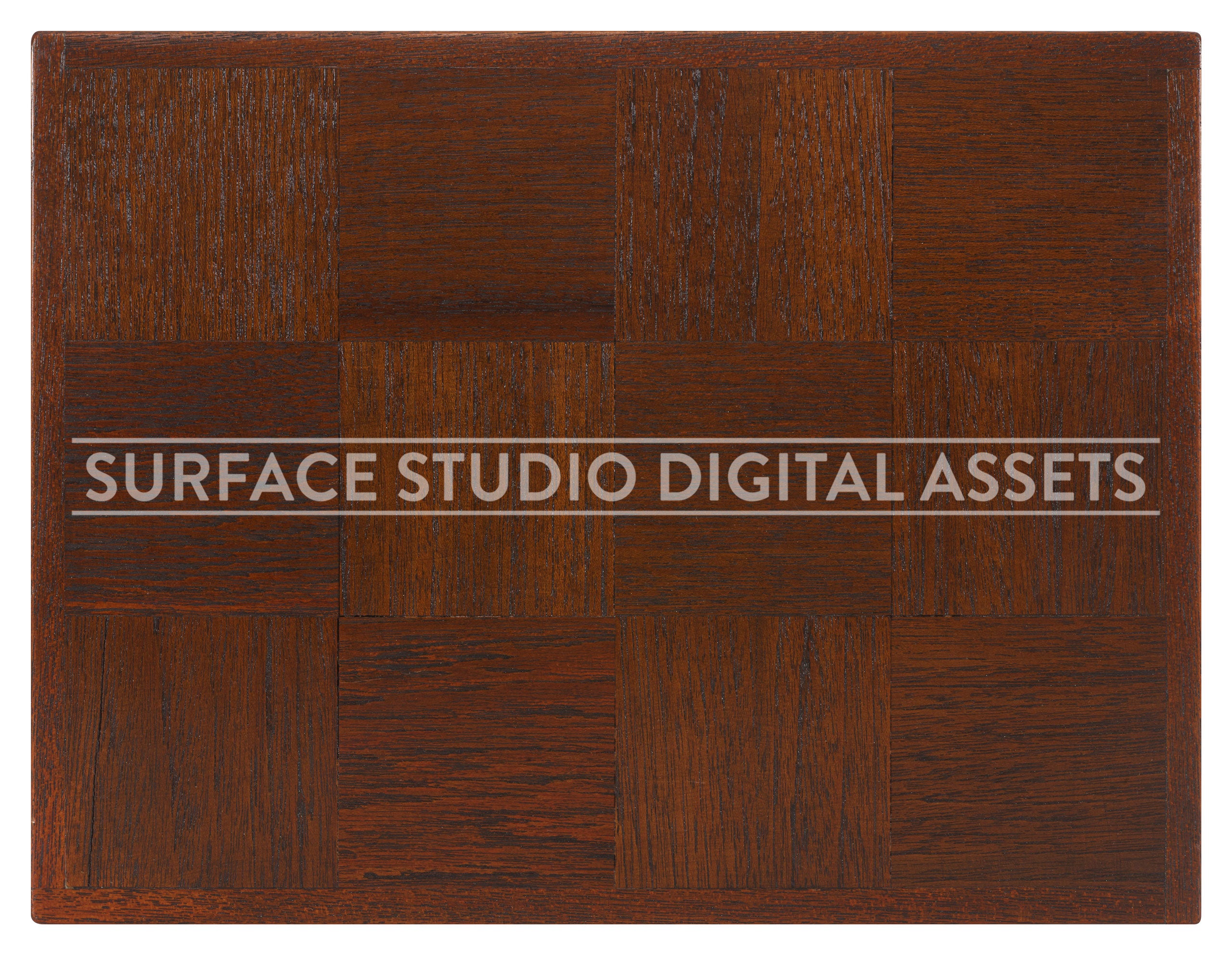 Teak Checkerboard Wood Surface background stock image with a "Surface Studio Digital Assets" watermark for commercial, e-commerce, editorial, product, beauty, food, beverage, still life photography.
