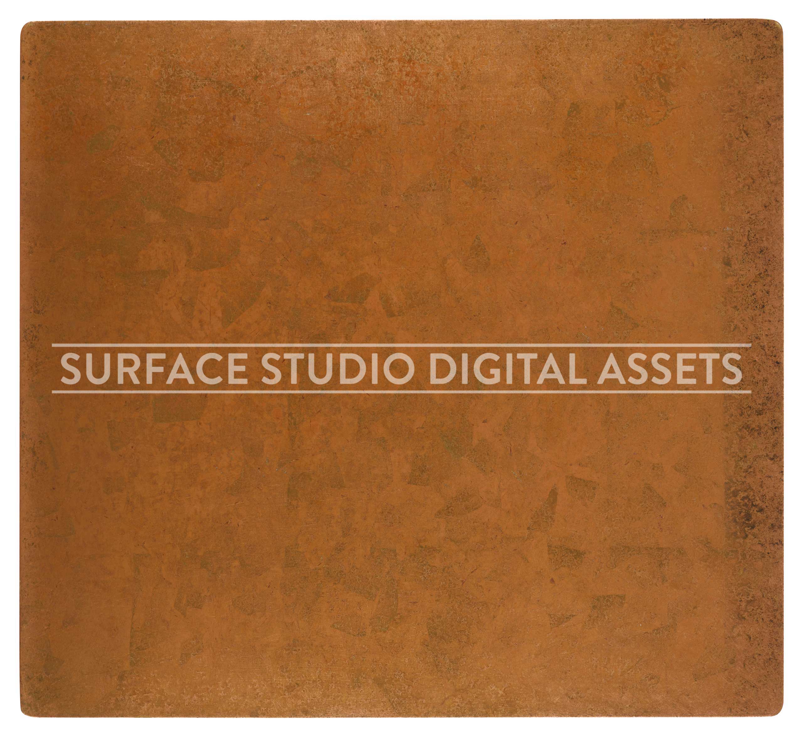 Antiqued Copper Leaf Metal Surface photographed directly from above including edges
