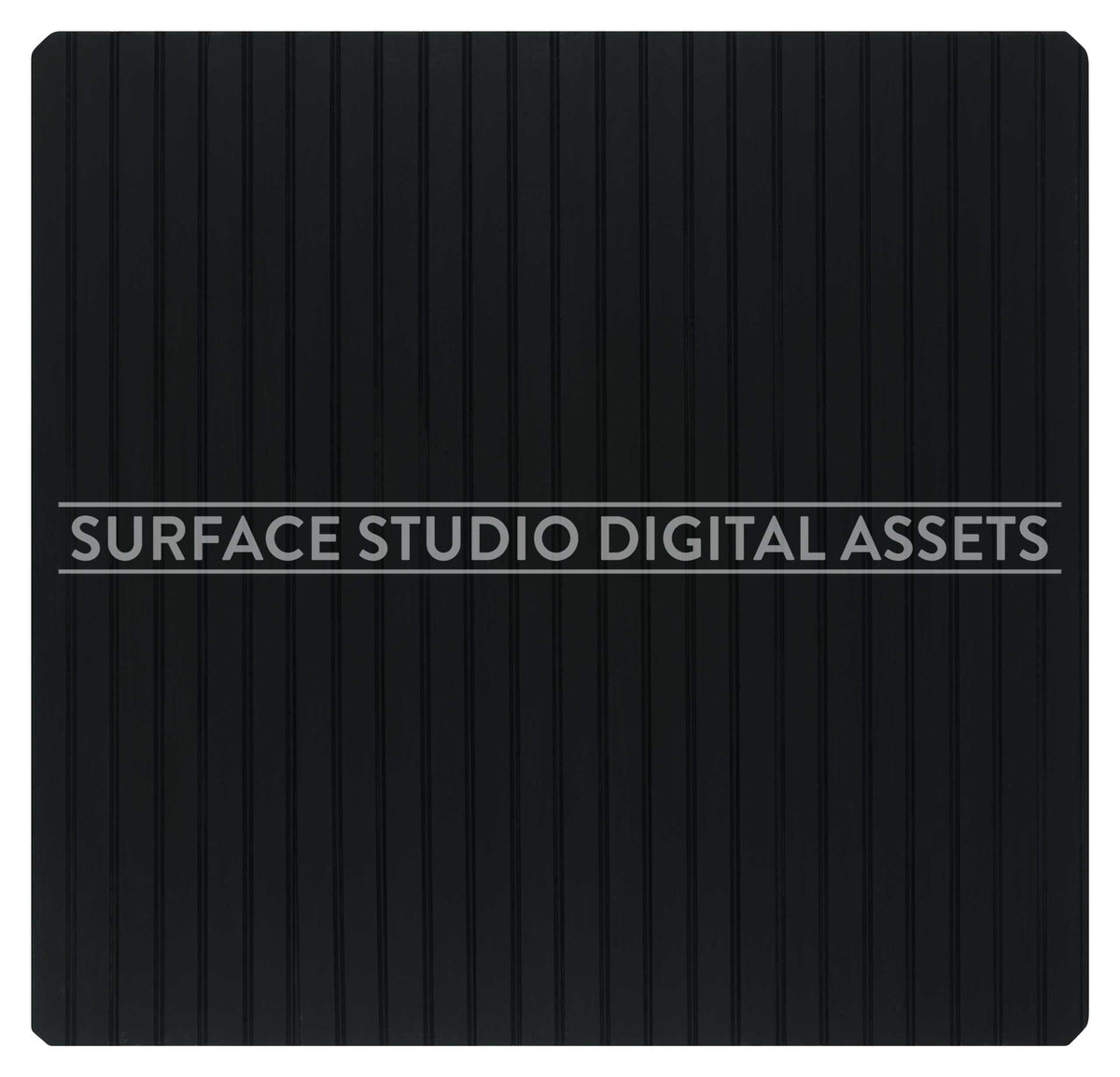 Matte Black Beadboard Wood Surface photographed directly from above including edges. Surface background stock image with a "Surface Studio Digital Assets" watermark for commercial, e-commerce, editorial, product, beauty, food, beverage, still life photography, interior design renders.