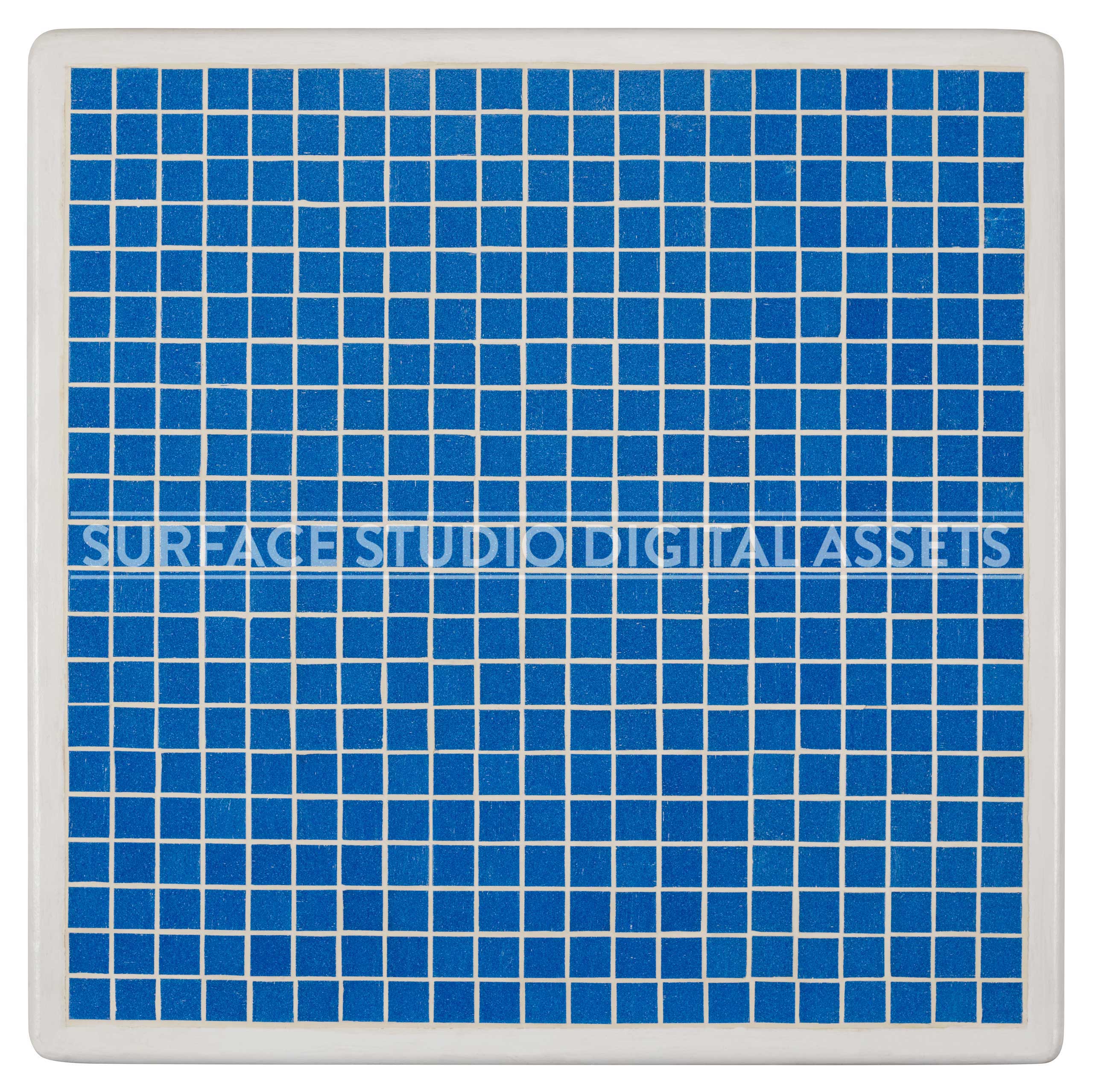 Blue Glass Mosaic Tile Surface photographed directly from above including edges