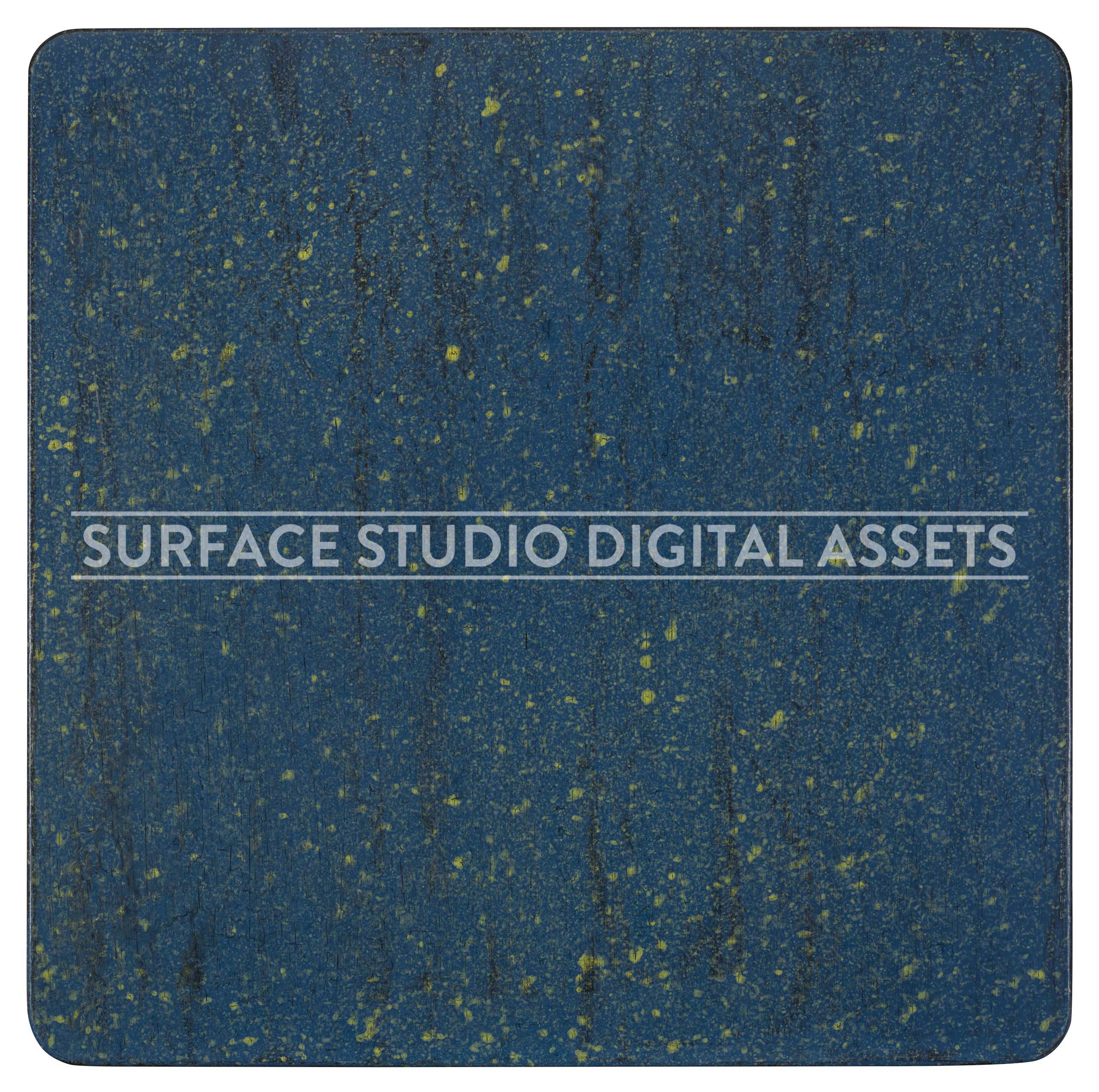 Yellow Flecked Blue Plaster Surface photographed directly from above including edges