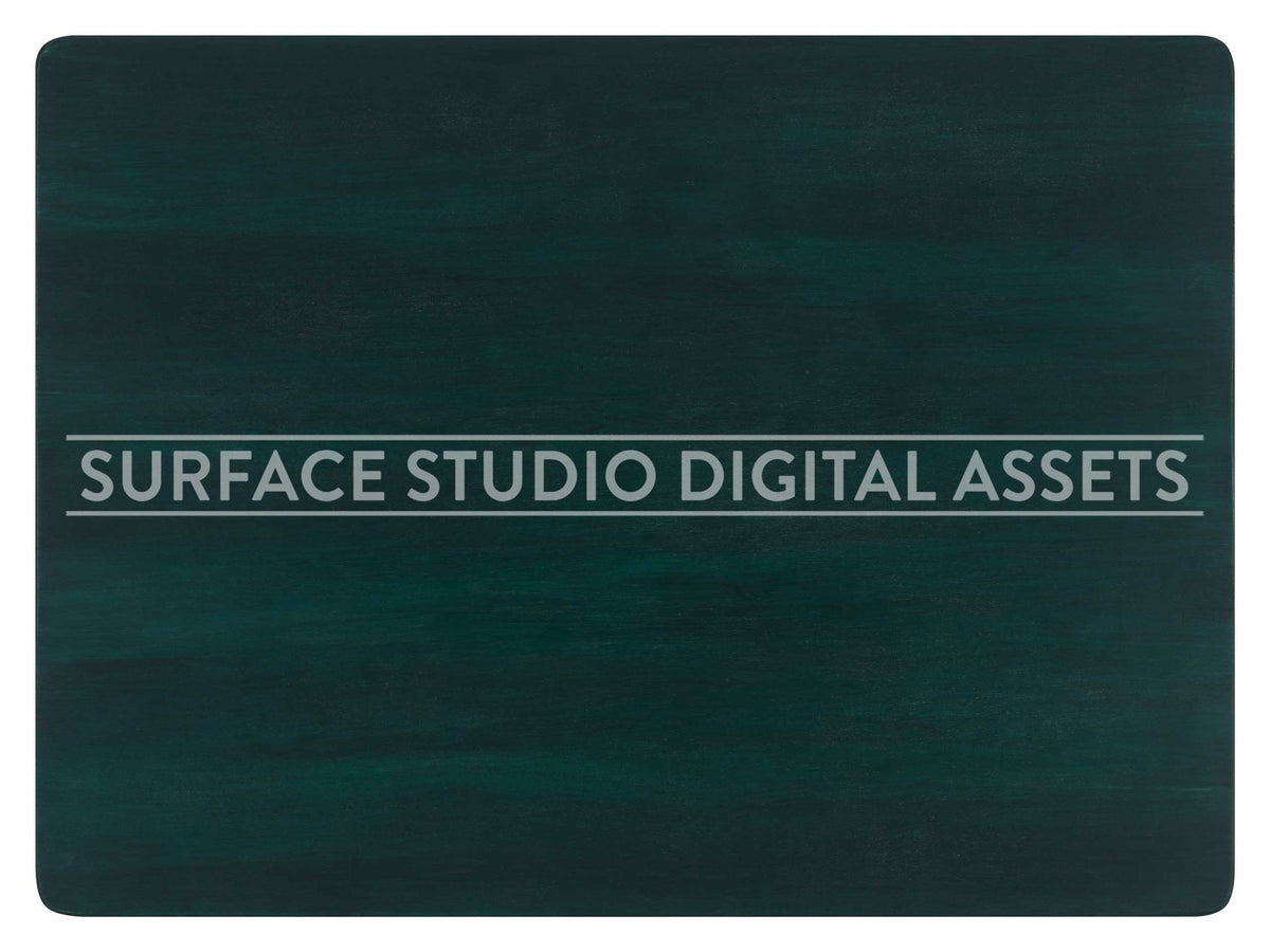Dark Bottle Green Blue Wash Wood Surface photographed directly from above including edges. Surface background stock image with a "Surface Studio Digital Assets" watermark for commercial, e-commerce, editorial, product, beauty, food, beverage, still life photography.