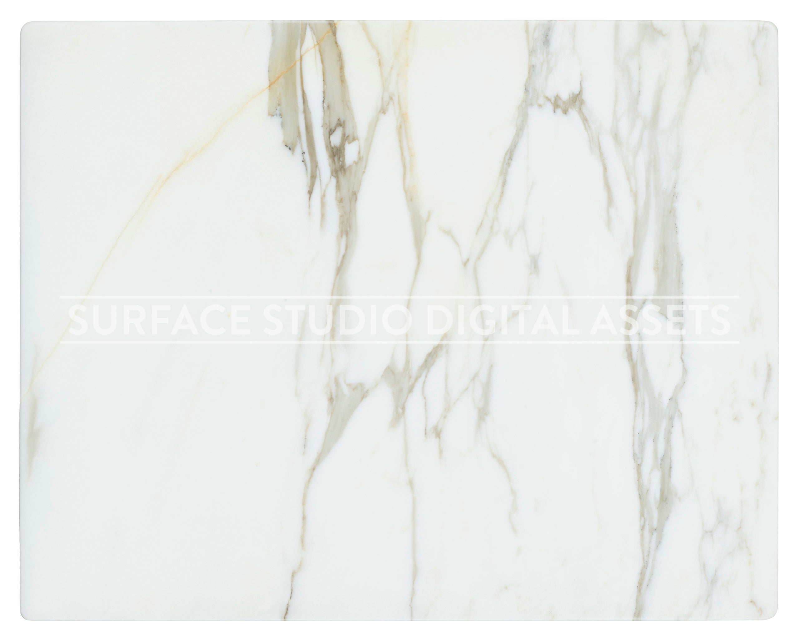 White Calacatta Borghese Marble Surface photographed directly from above including edge