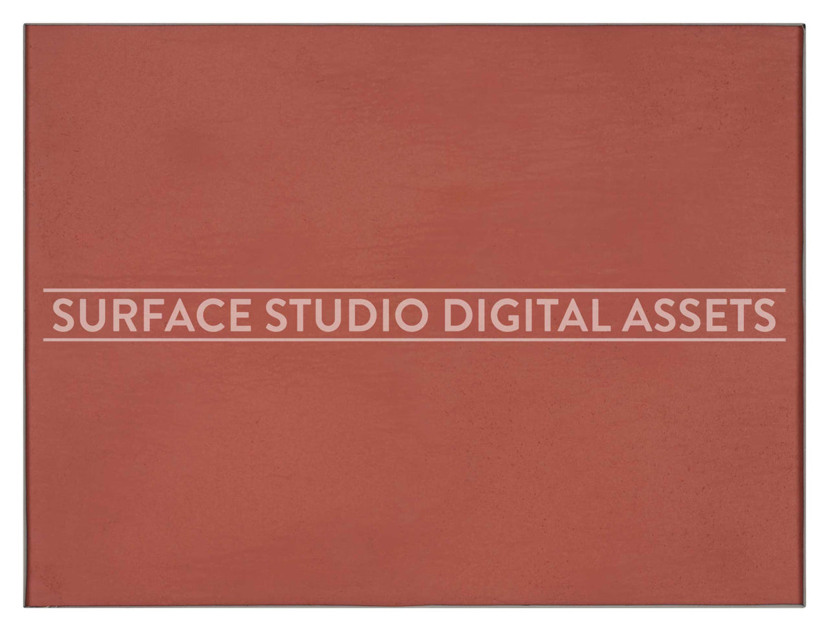 Coral Pink Cement Surface photographed directly from above including edges. Surface background stock image with a "Surface Studio Digital Assets" watermark for commercial, e-commerce, editorial, product, beauty, food, beverage, still life photography. Artisanal cement surface for architectural visualization.