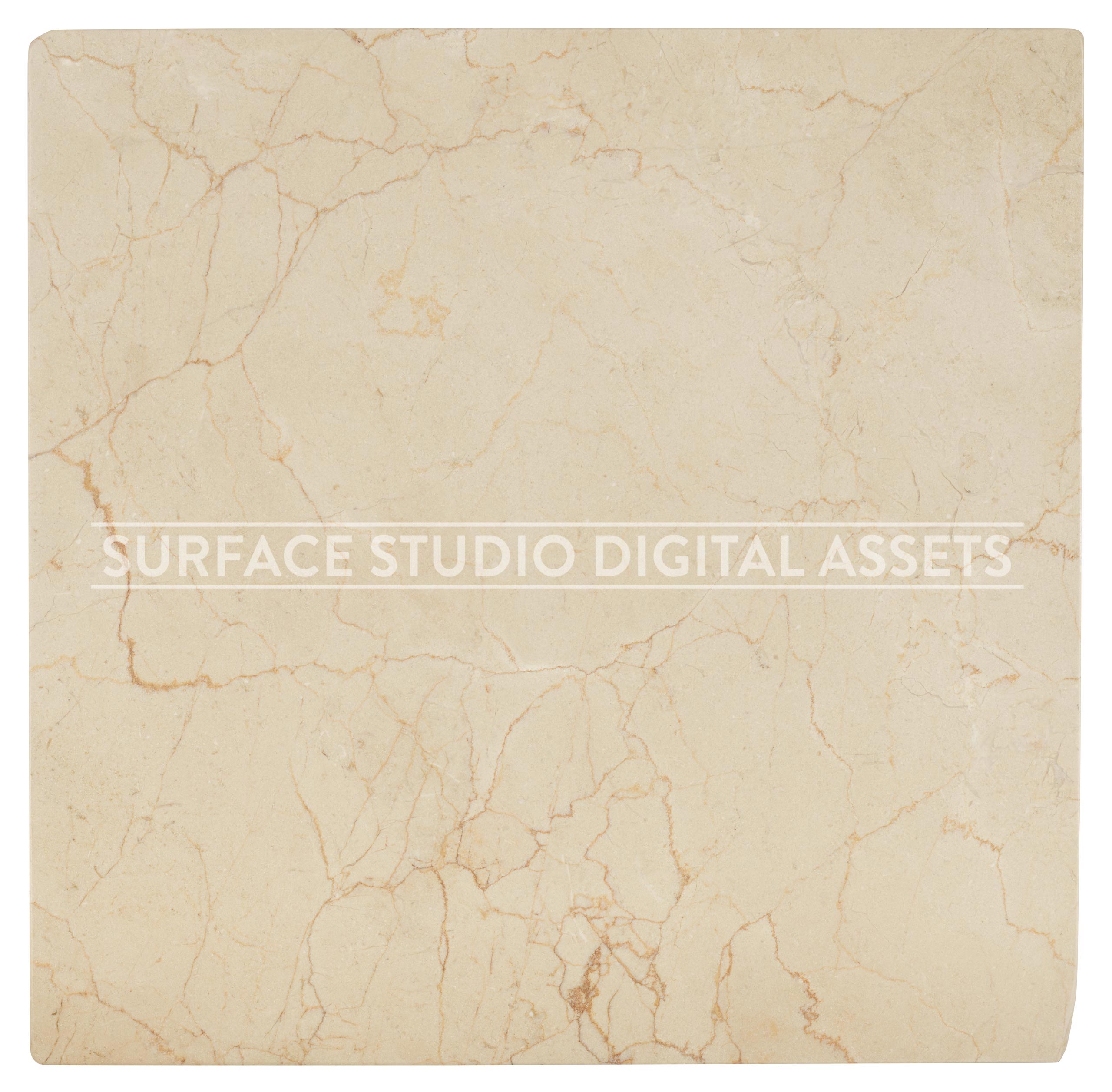 Cream Beige Marfil Warm Veining Marble Surface photographed directly from above including edges