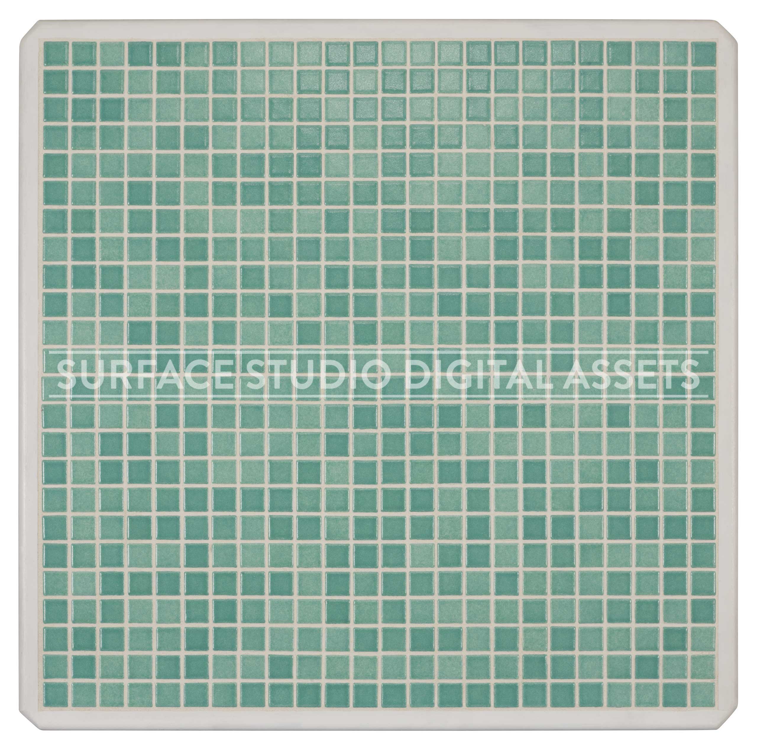 Dark Green Mosaic Tile Surface photographed directly from above including edges