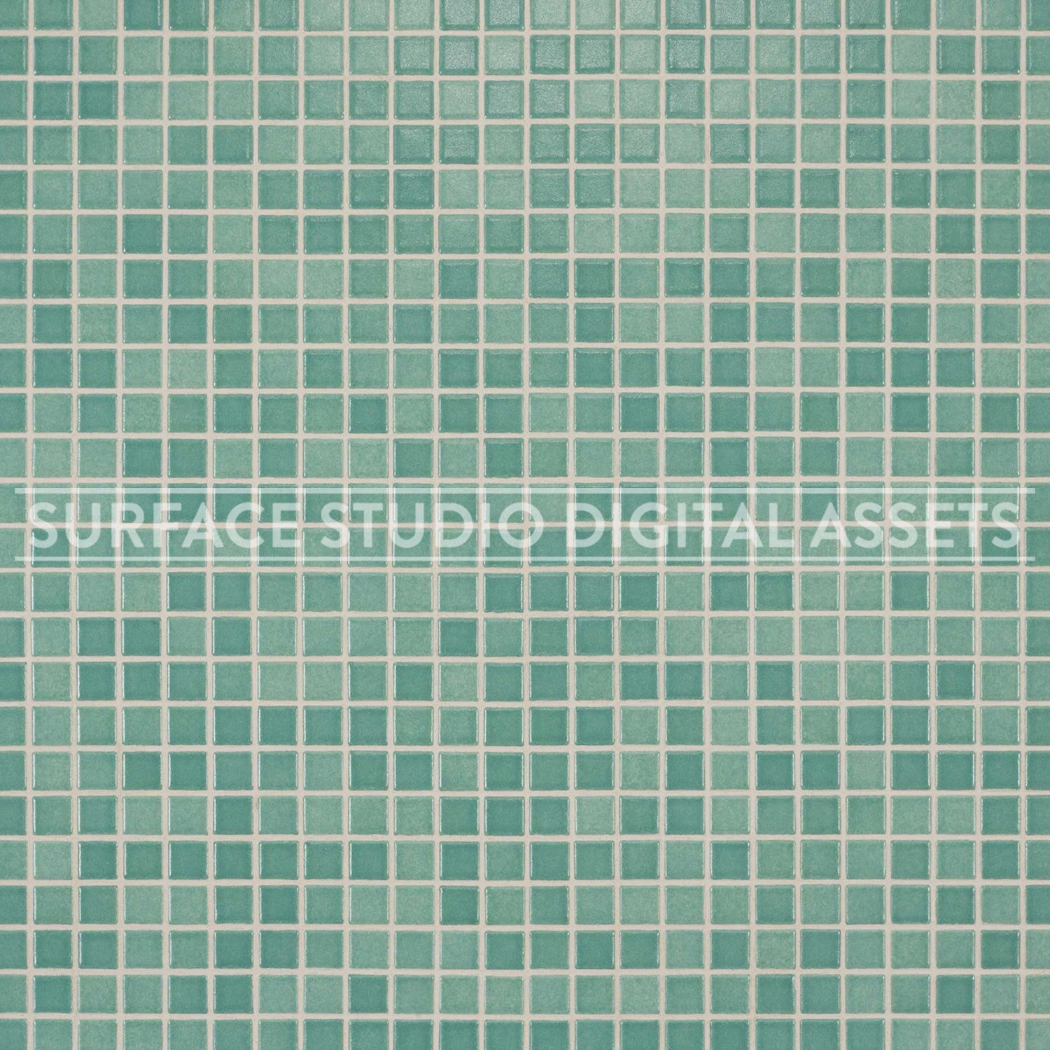 Dark Green Mosaic Tile Surface photographed directly from above