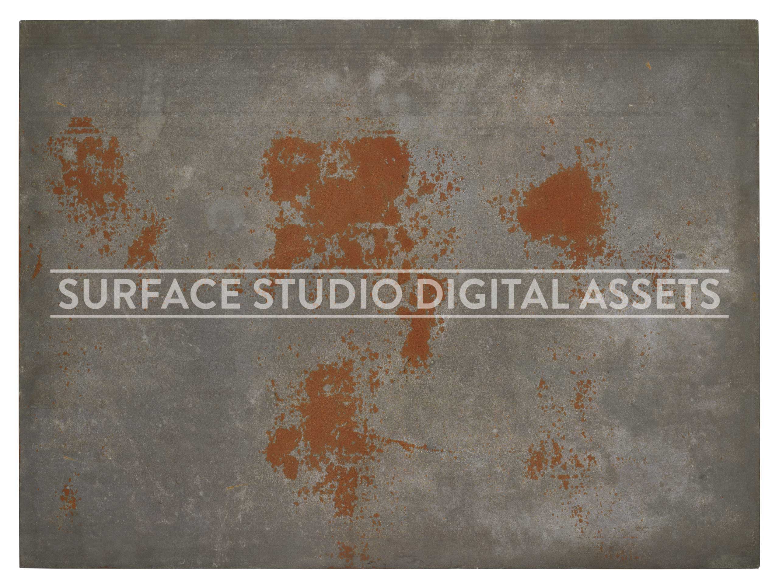 Grey Rusted Distressed Zinc Metal Surface photographed directly from above including edges