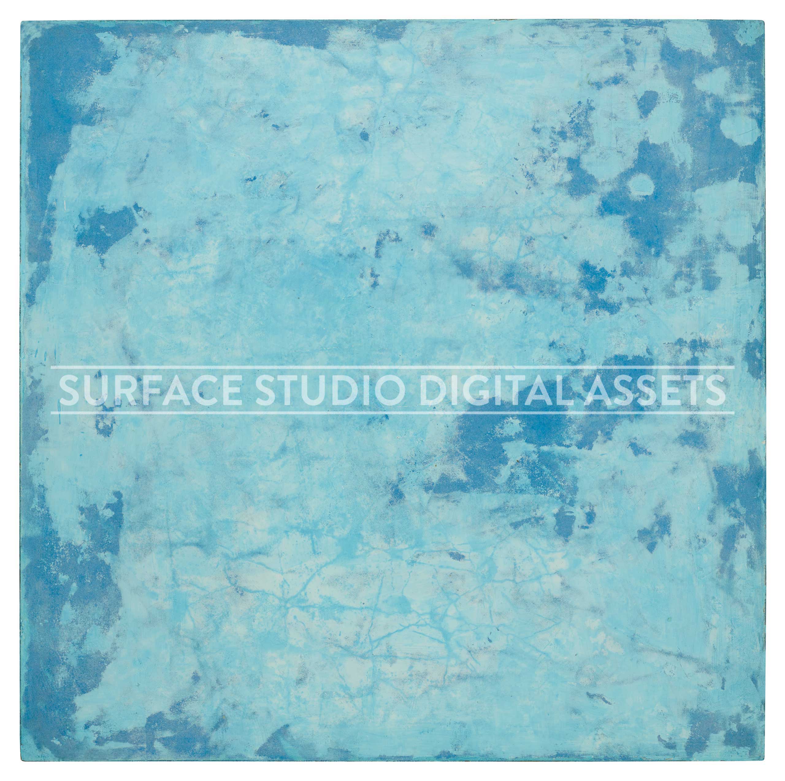 Fractured Blue Cement Surface photographed directly from above including edges