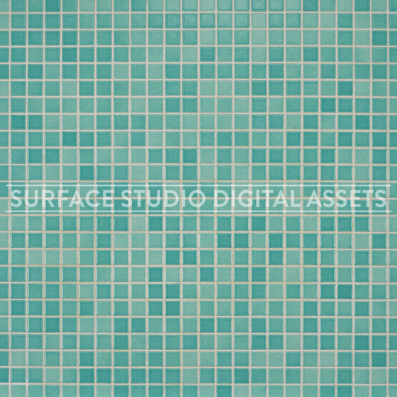 Mid Green Mosaic Tile Surface photographed directly from above