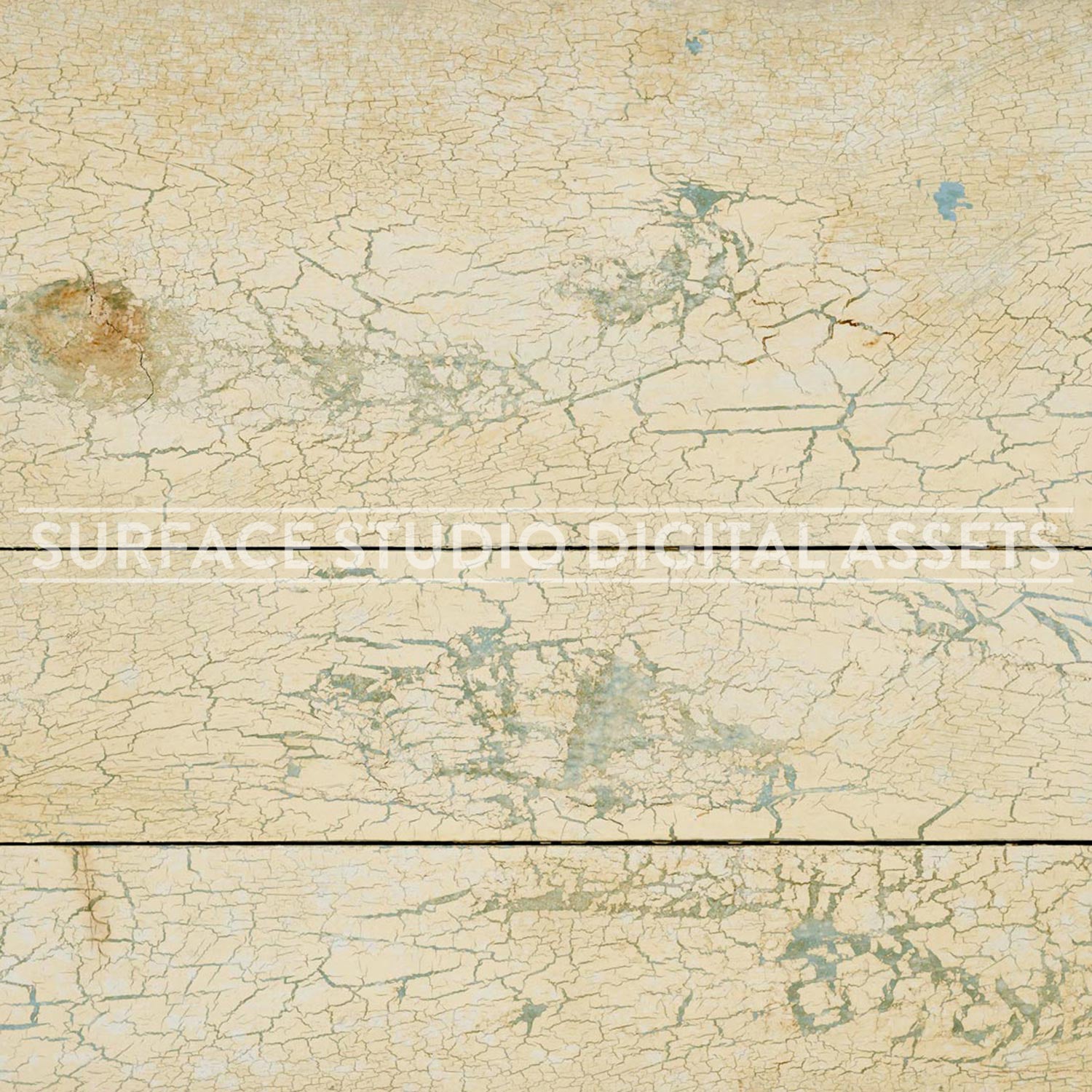 Off White Over Blue Crackle Painted Planked Wood Surface photographed directly from above