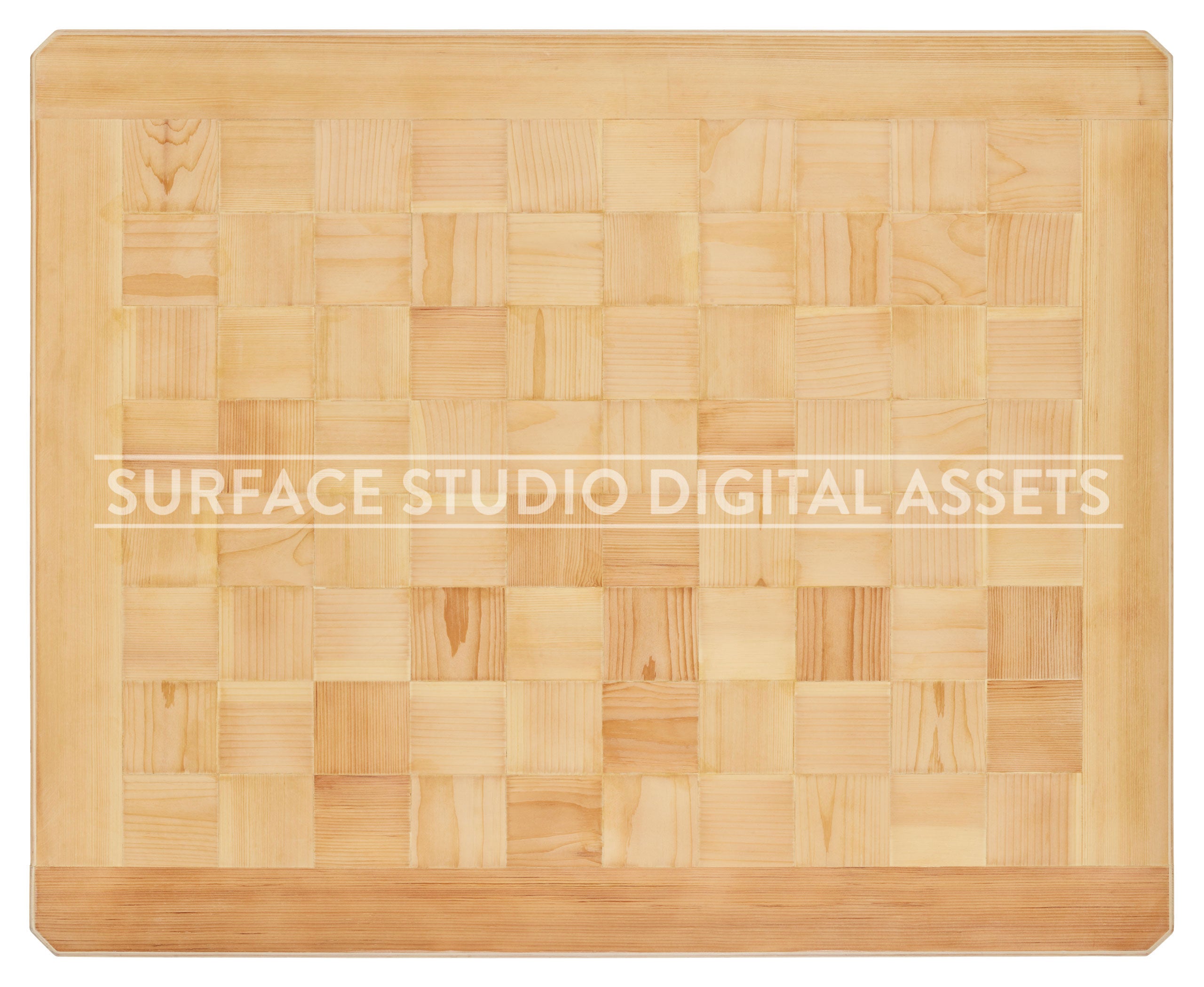 Pine Checkerboard Wood Surface photographed directly from above including edges