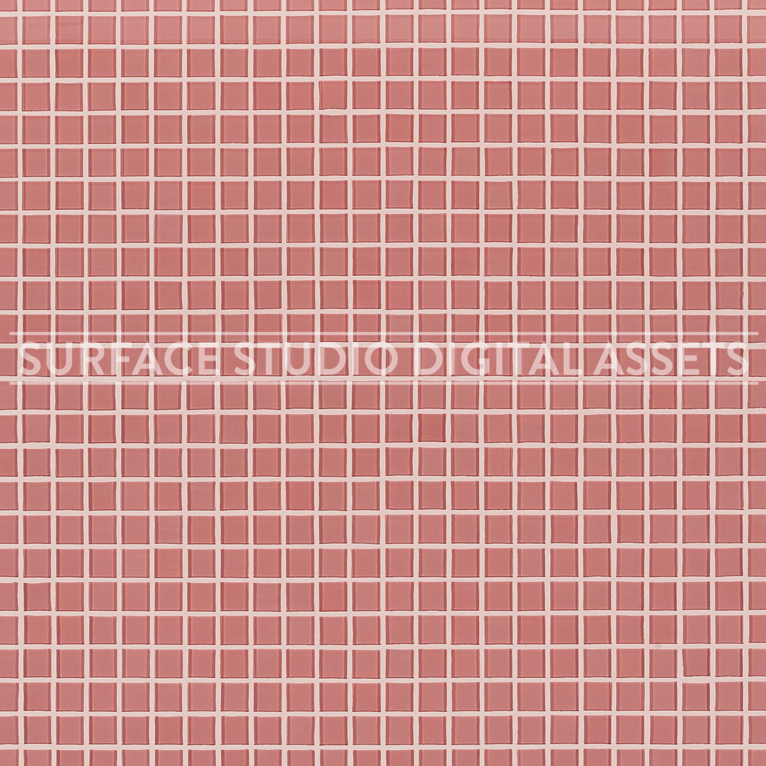 Pink Glass Mosaic Tile Pink Grout Surface photographed from above