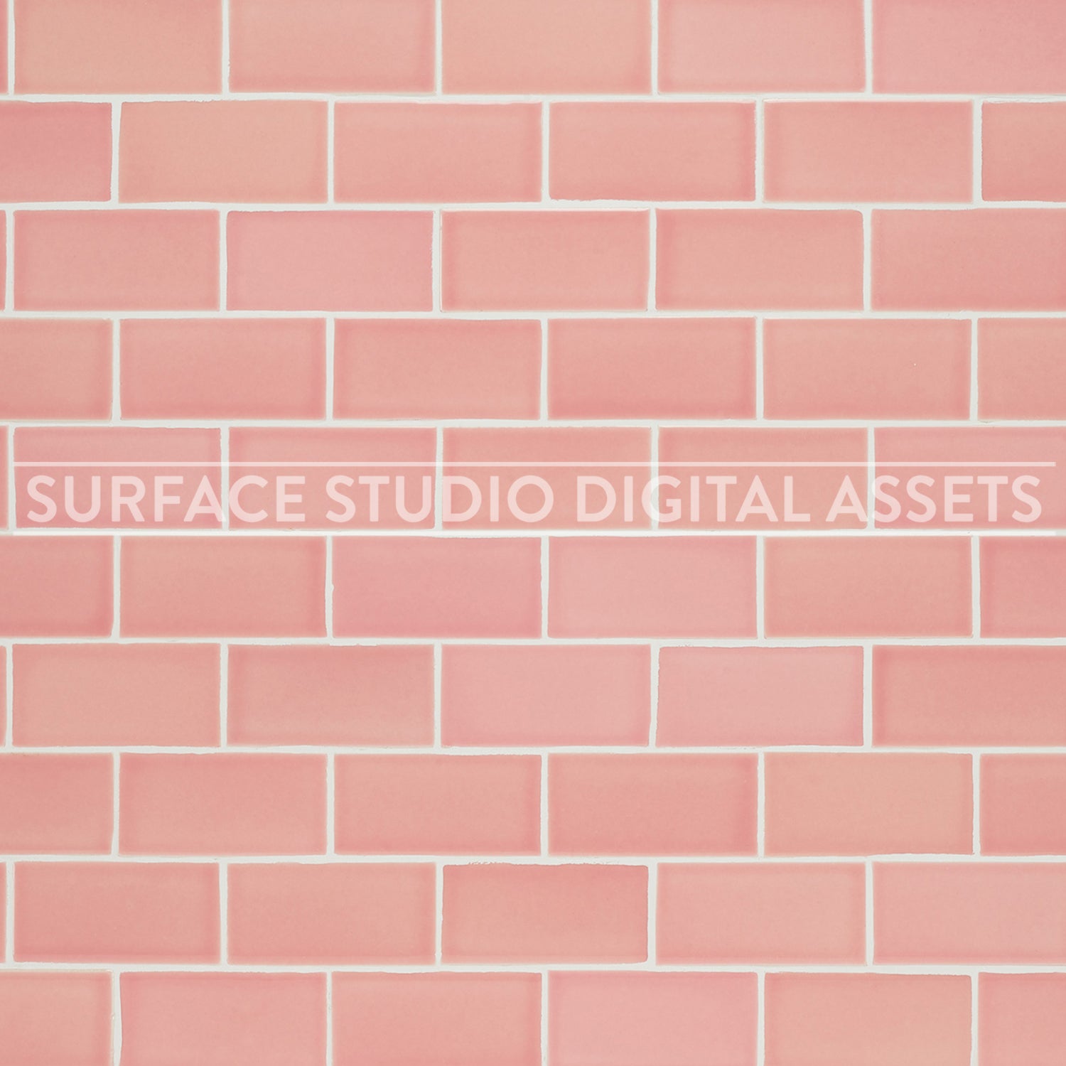 Pink Vintage Subway Tile White Grout Surface photographed from above
