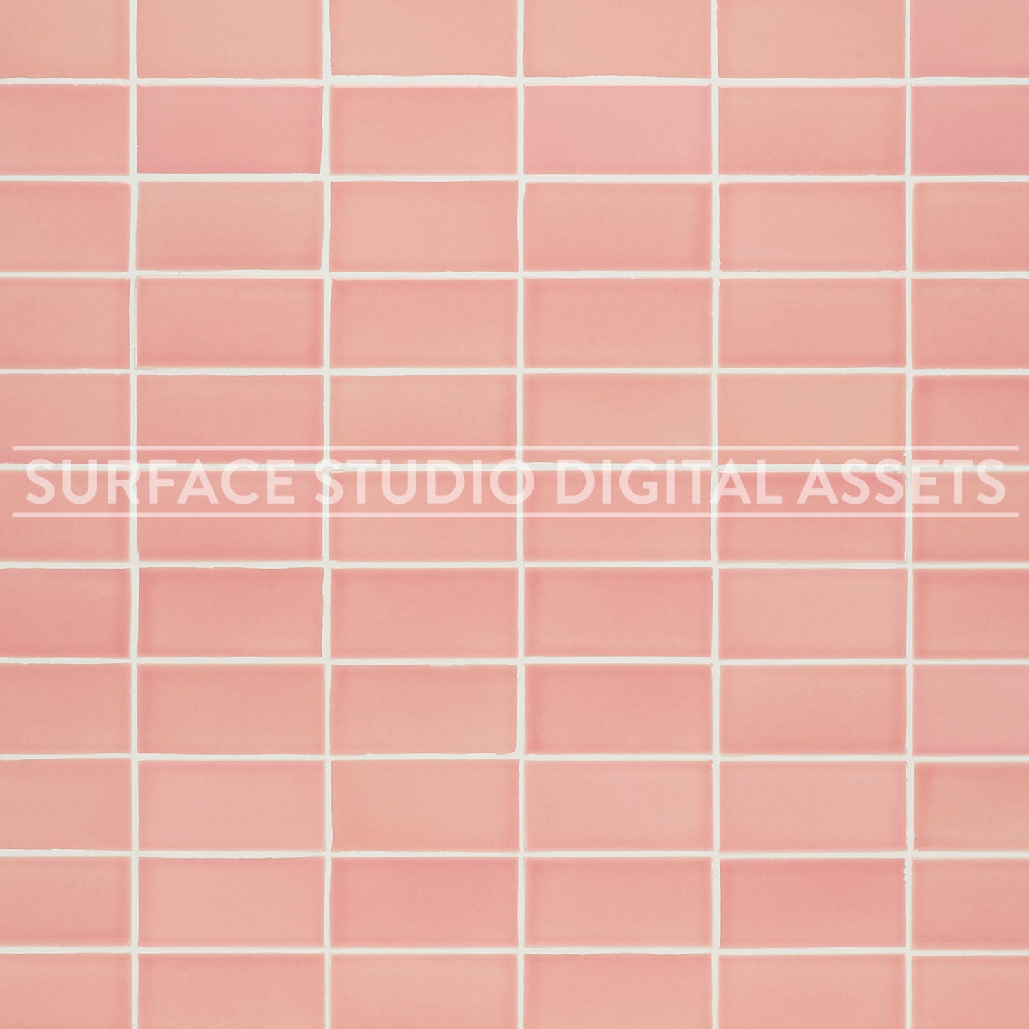 Pink Vintage Stacked Subway Tile White Grout Surface photographed from above