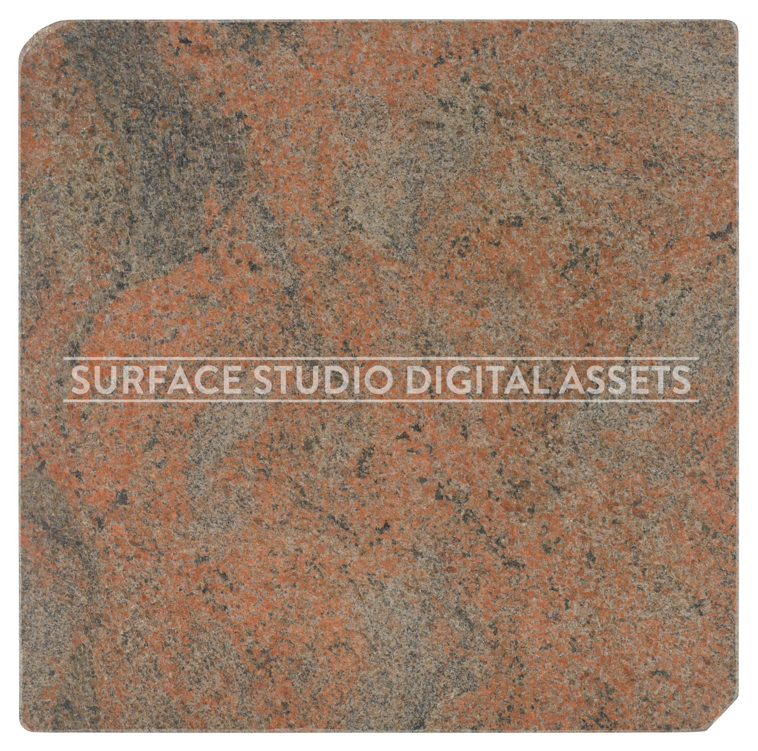 Red Grey Rose Granite Stone Surface photographed directly from above including edges