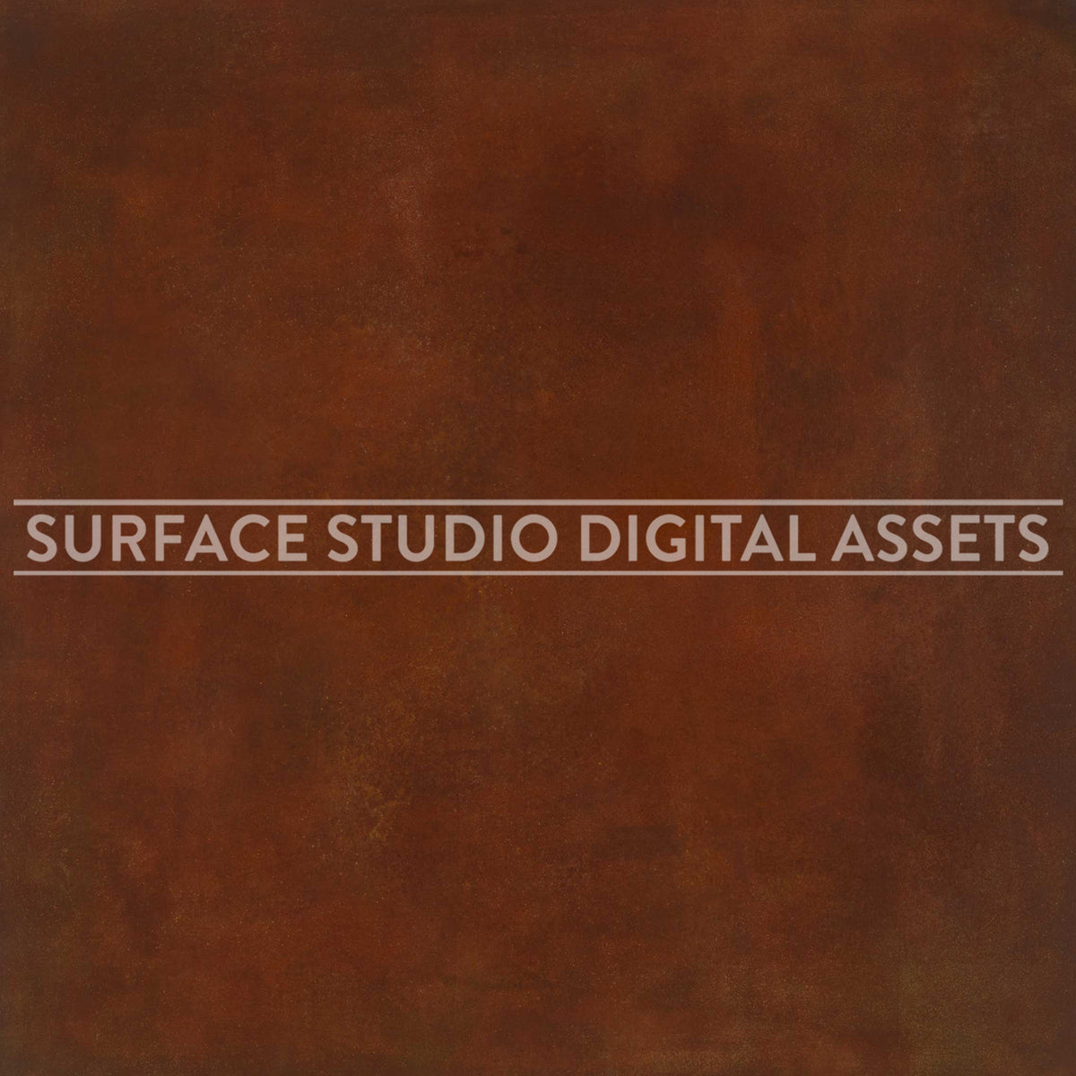 Rusted Red Brown Orange Steel Metal Surface photographed directly from above including edges. Industrial metal surface background stock image with a "Surface Studio Digital Assets" watermark for commercial, e-commerce, editorial, product, beauty, food, beverage, still life photography.