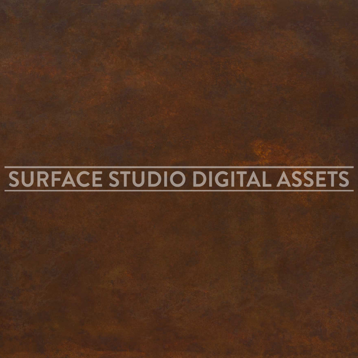 Brown Orange Rustique Metal Surface photographed directly from above. Industrial metal surface background stock image with a "Surface Studio Digital Assets" watermark for commercial, e-commerce, editorial, product, beauty, food, beverage, still life photography. Artisanal wood surface background for high-end product shoots, interior design and architectural mood board.