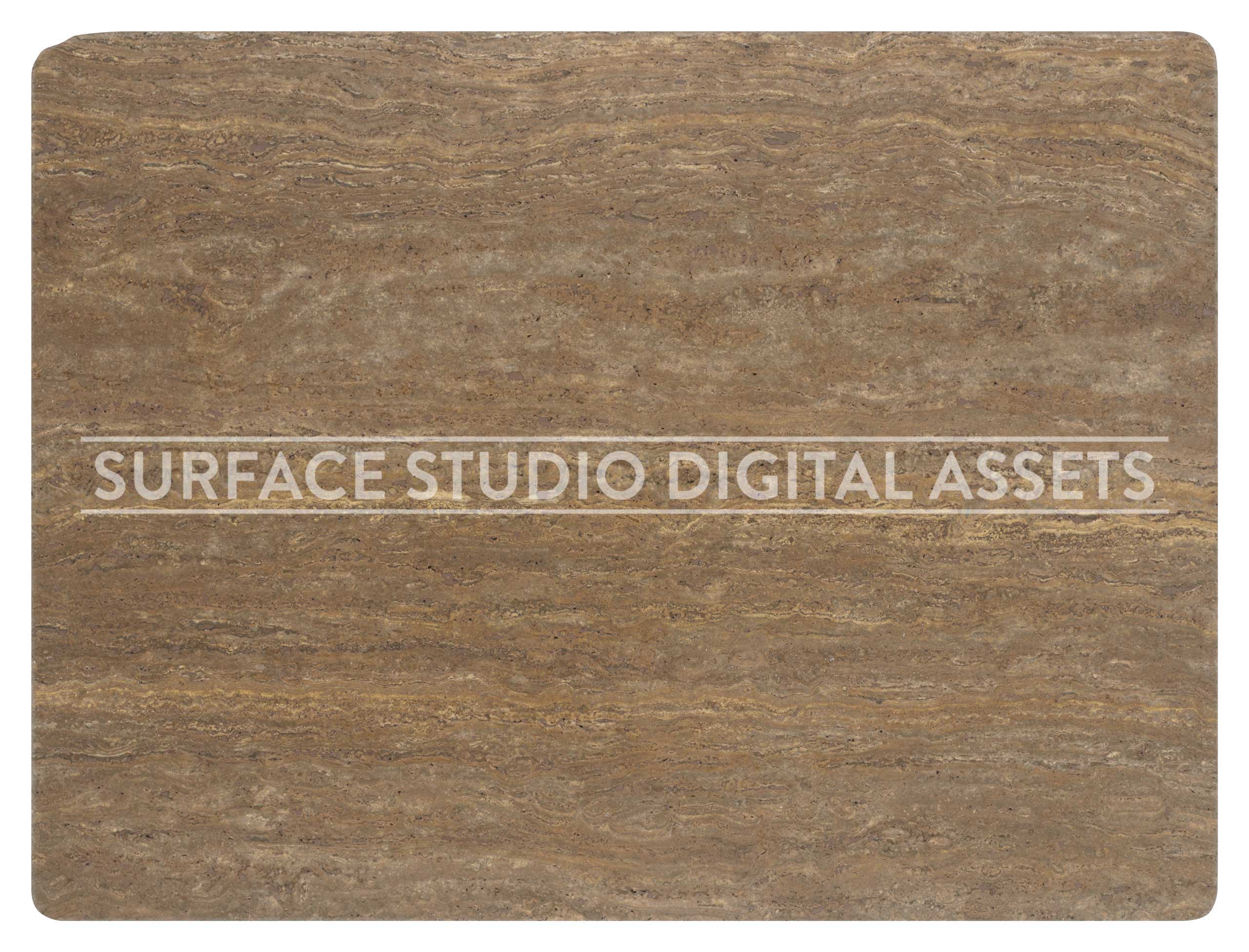 Brown Scabos Travertine Stone Surface photographed directly from above including edges