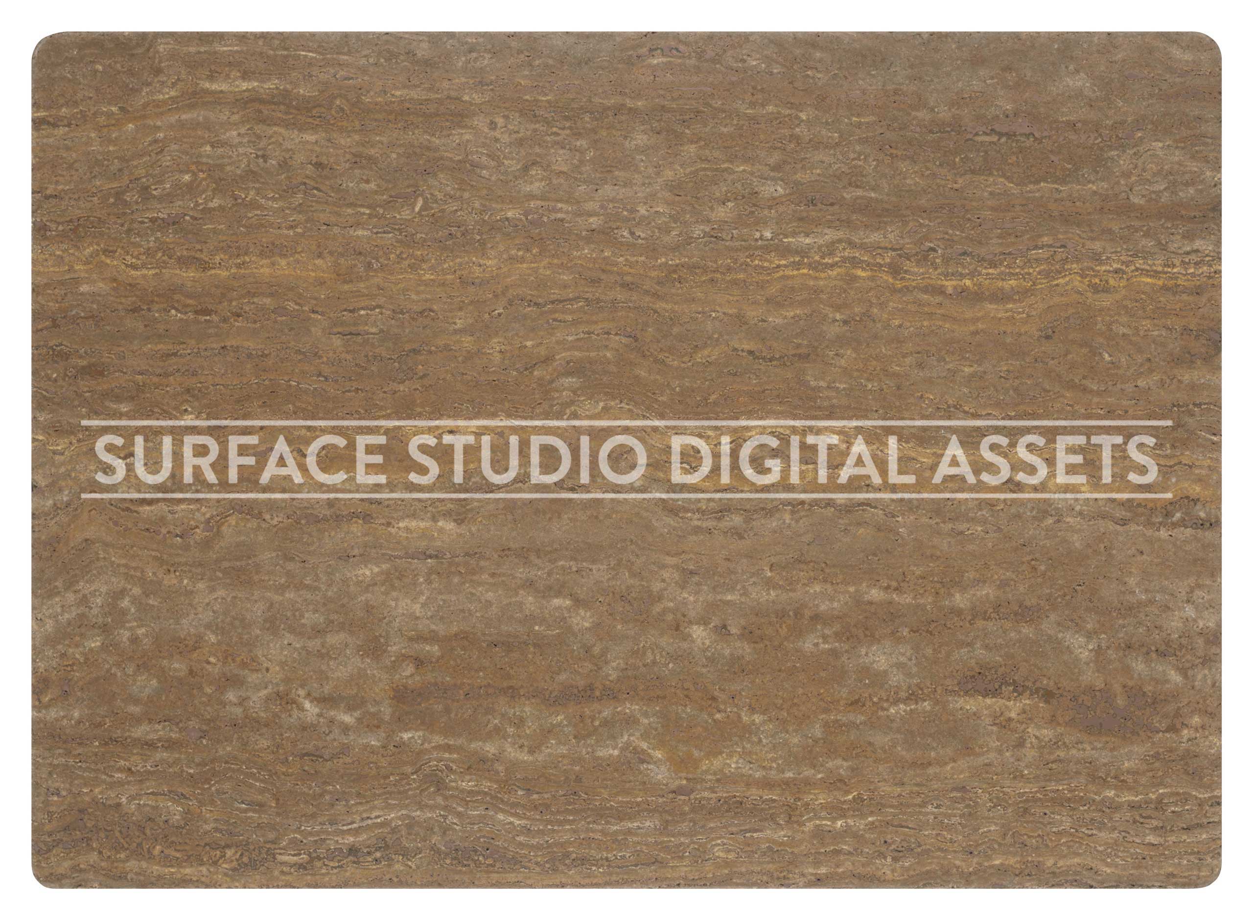 Brown Scabos Travertine Stone Surface photographed directly from above including edges
