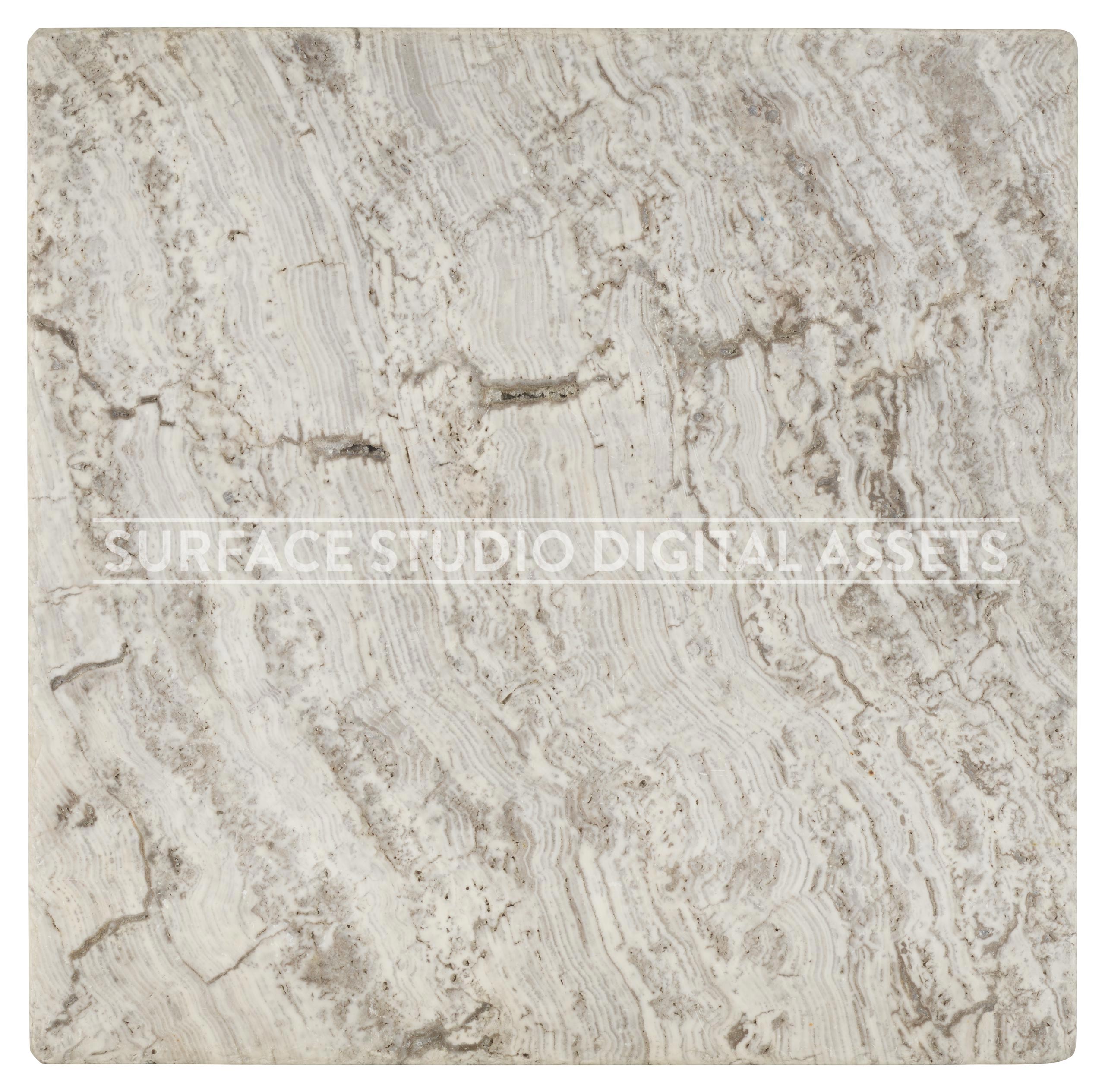 SIlver White Grey Travertine Stone Surface photographed directly from above including edges