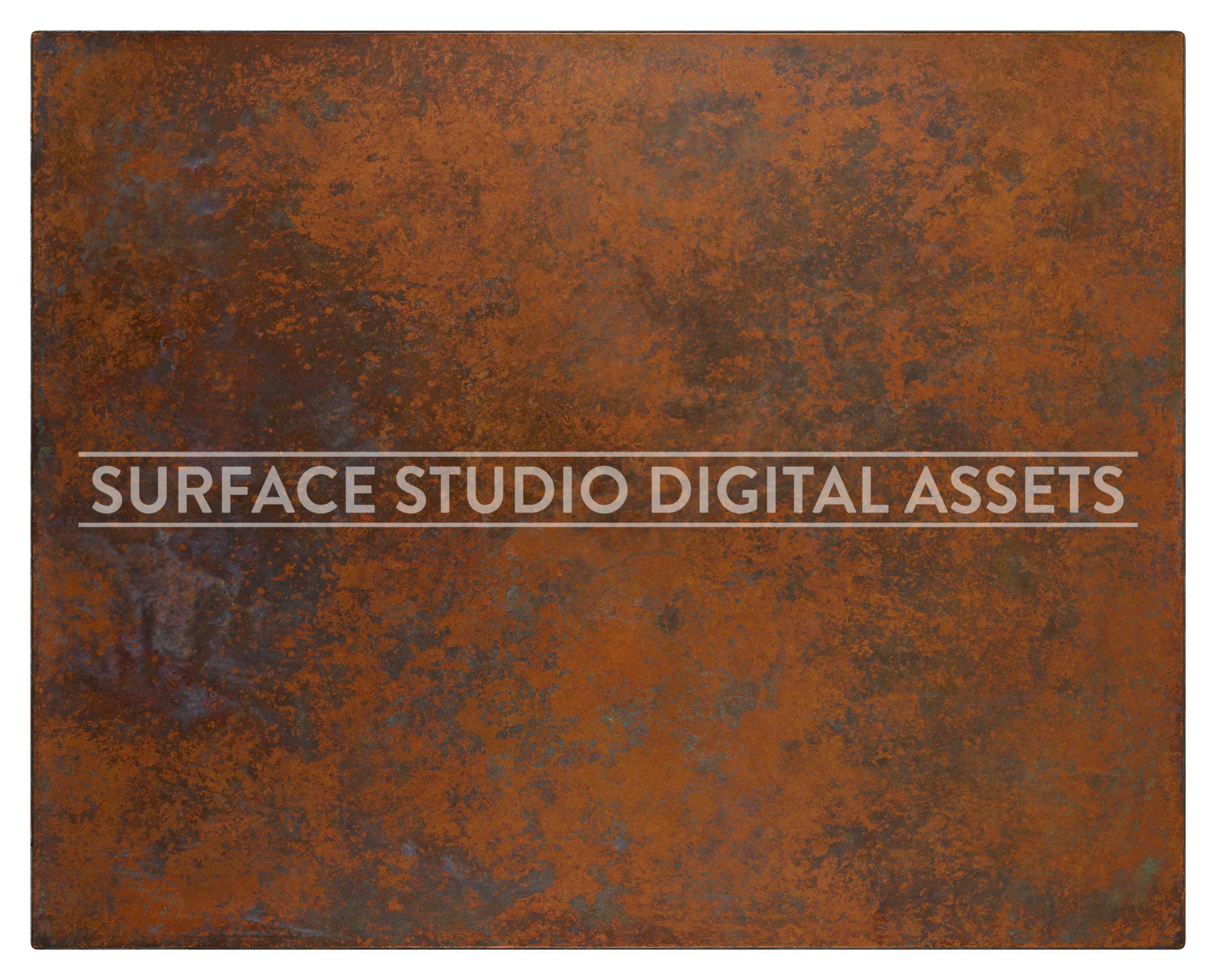 Distressed Tavern Copper Metal Surface photographed directly from above including edges