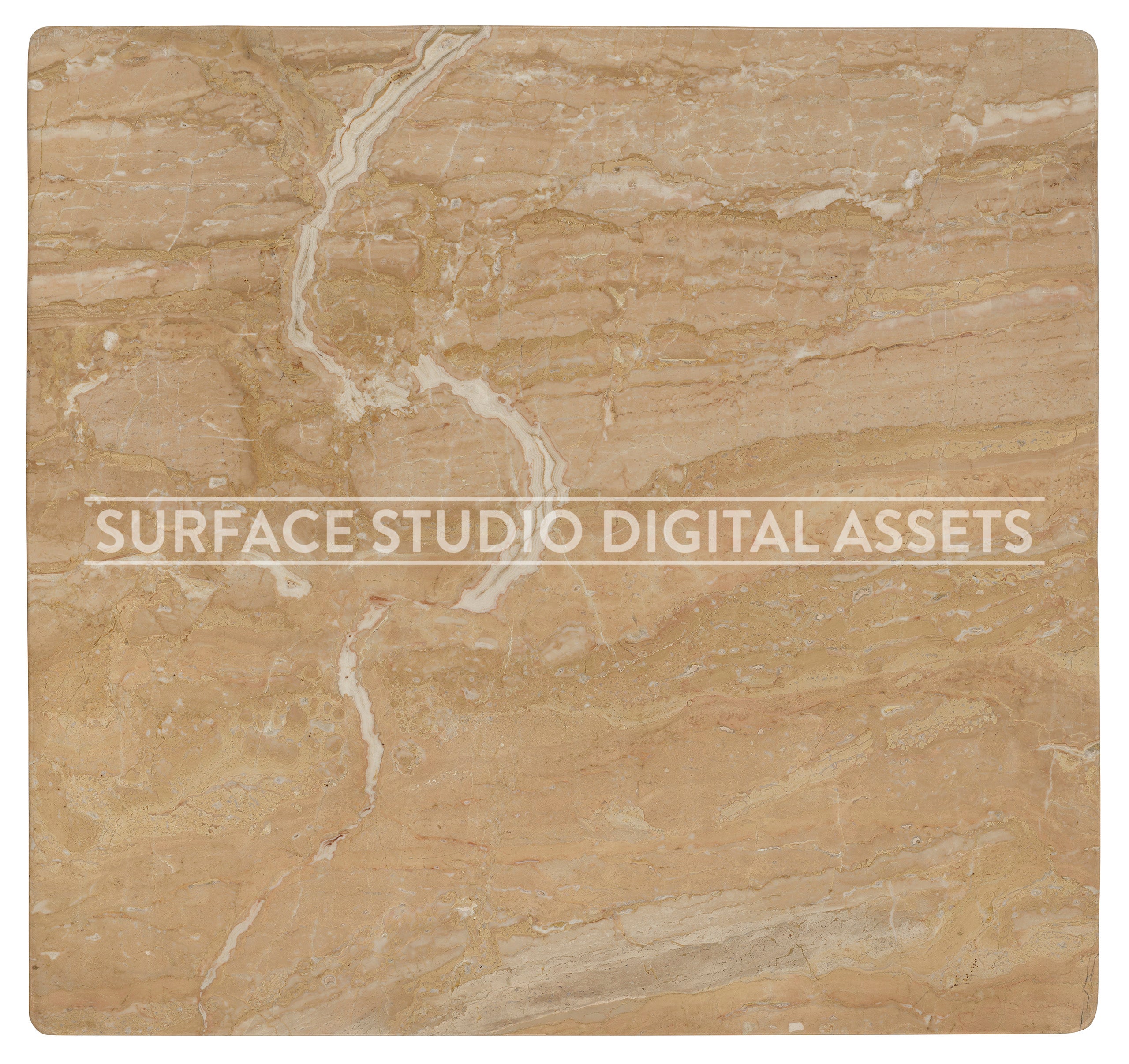 Acid Etched Travertine Marble Surface photographed directly from above including edges.