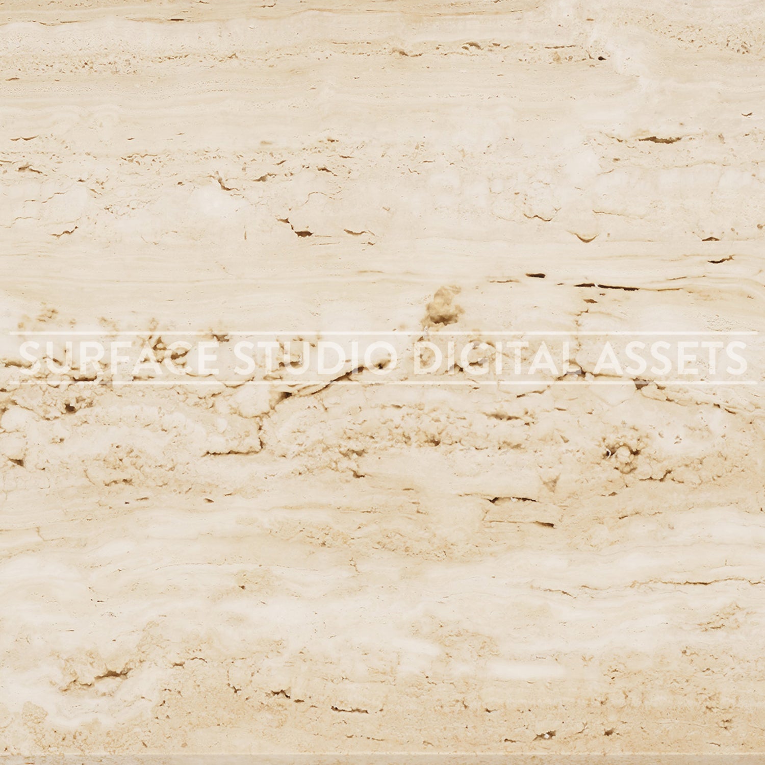 Natural Beige Textured Travertine Slab Surface photographed from above
