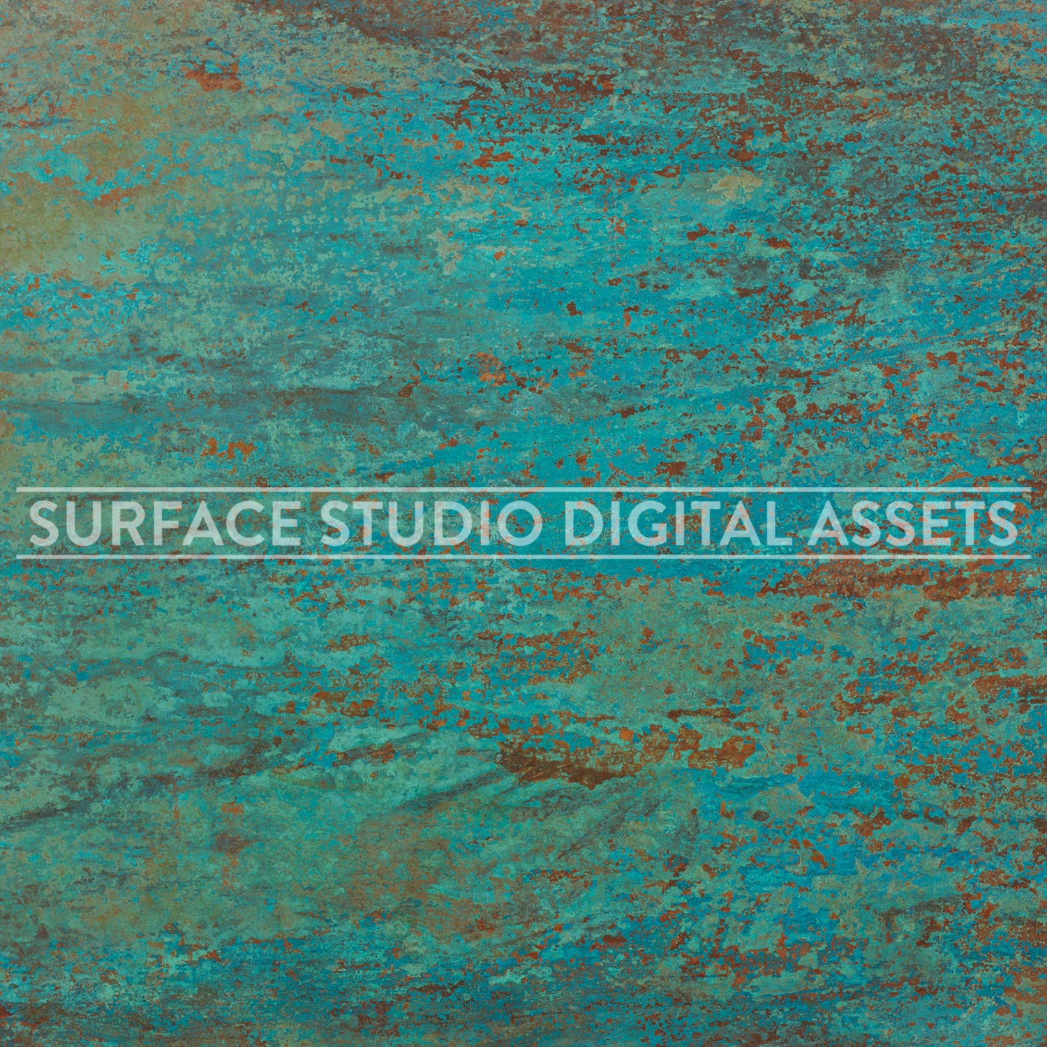 Textured Verdigris Copper Metal Surface photographed directly from above 