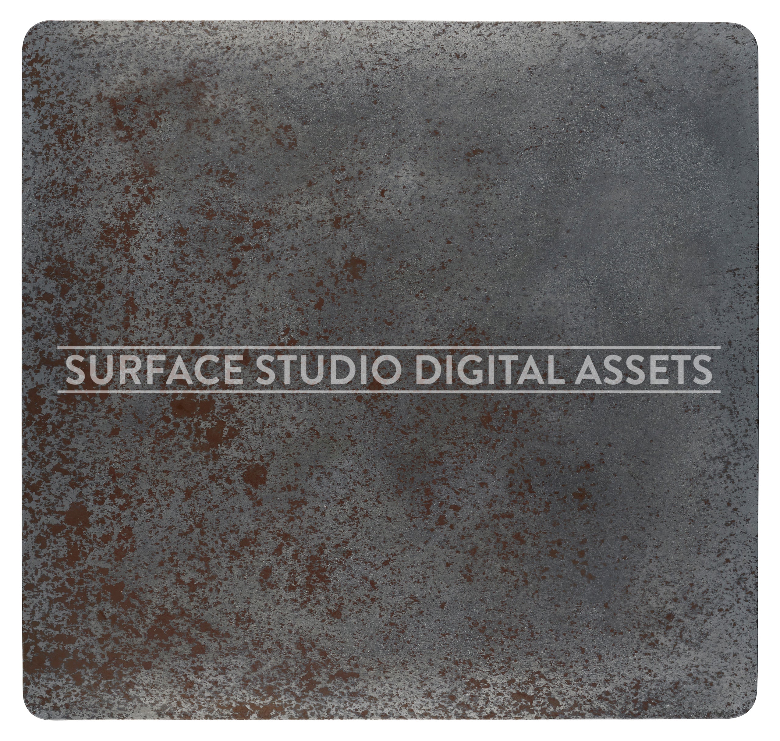 Dappled Grey & Rust Zinc Metal Surface photographed directly from above including edges.