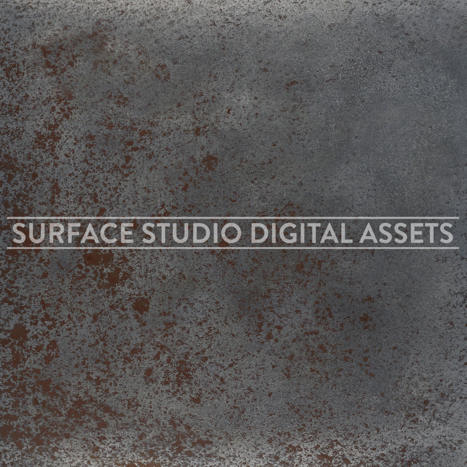 Dappled Grey & Rust Zinc Metal Surface photographed directly from above.