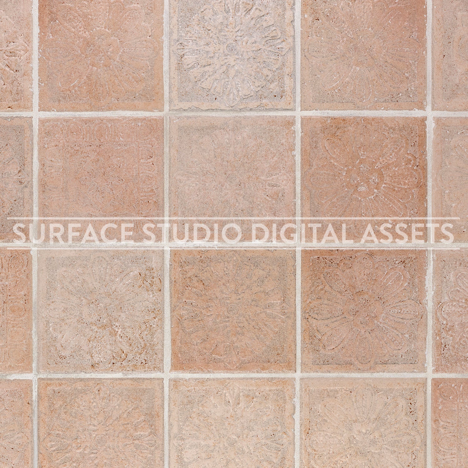 Peach Beige Tile Surface photographed directly from above.