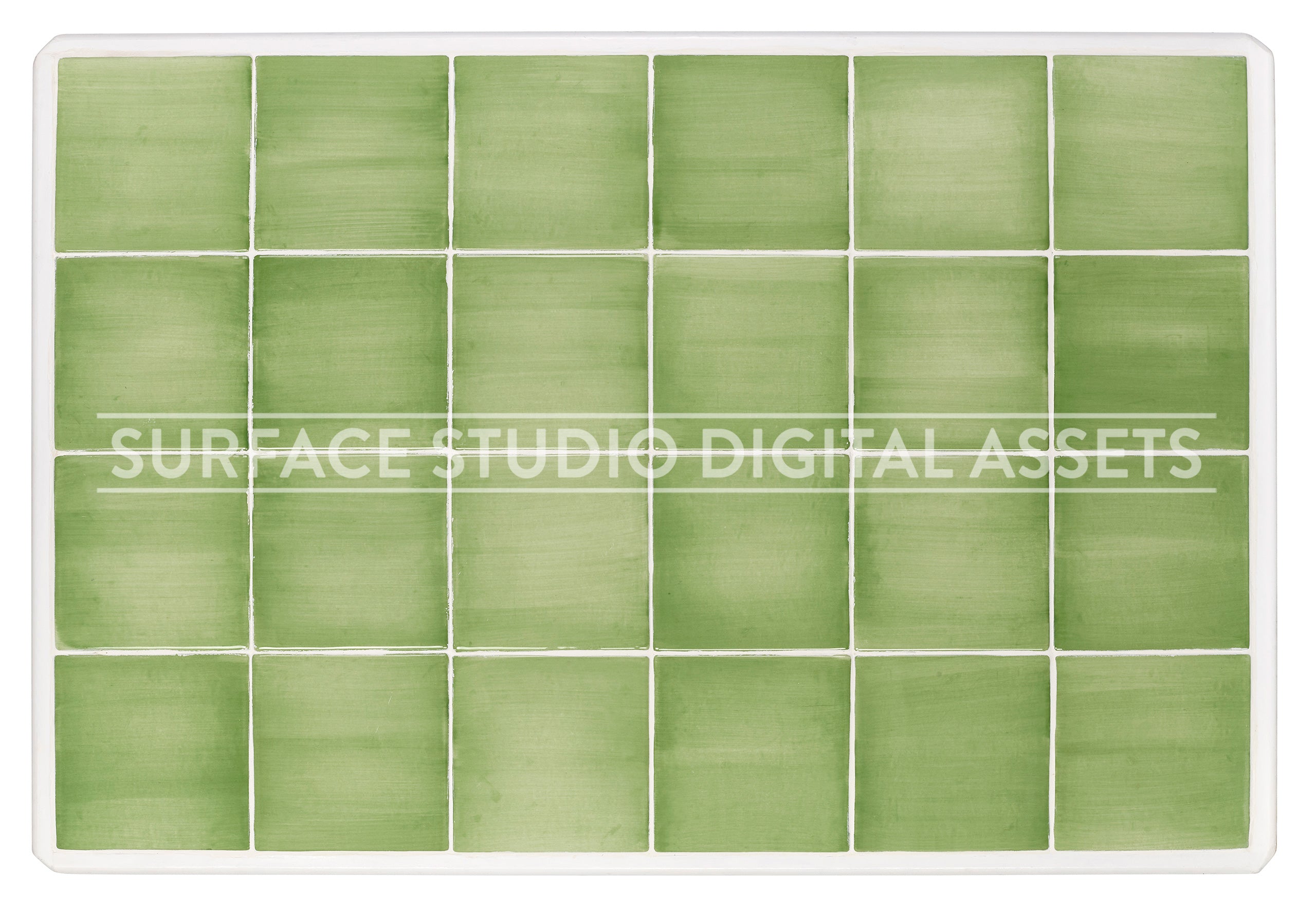 Green Ceramic Tile Surface photographed directly from above including edges.