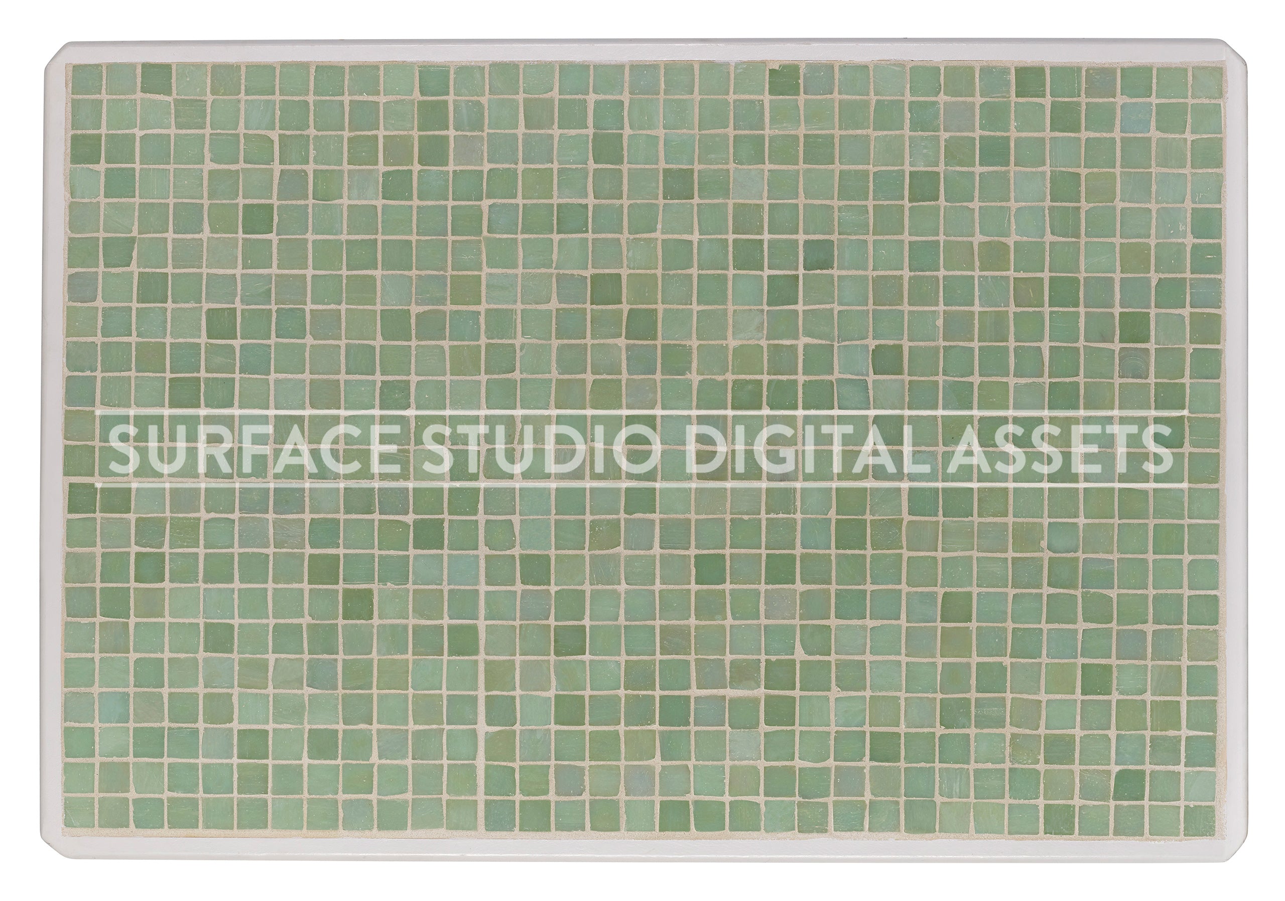 Green Glass Mosaic Tile Surface photographed directly from above including edges.