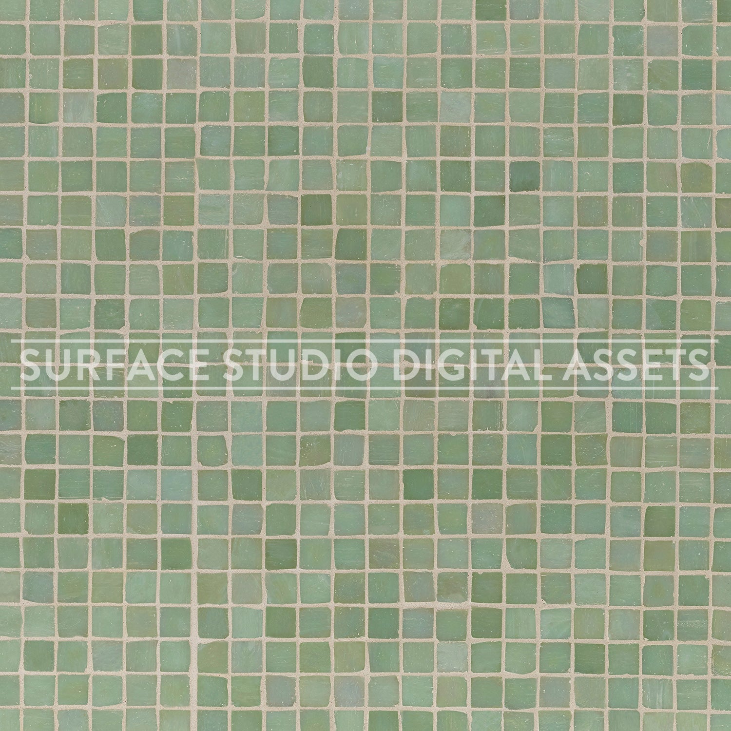 Green Glass Mosaic Tile Surface photographed directly from above.