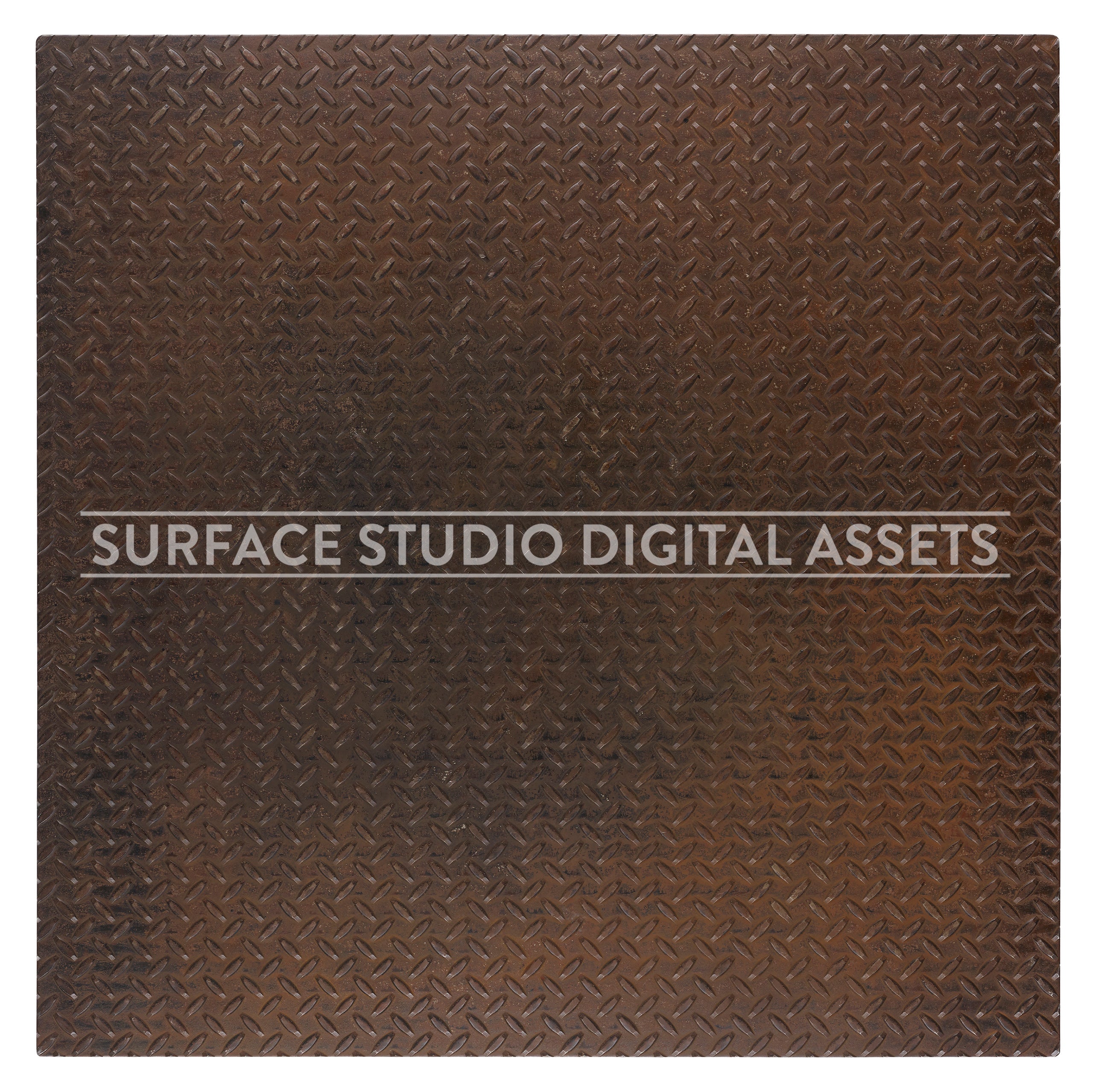 Reddish Brown Steel Tread Plate Metal Surface photographed directly from above including edges.