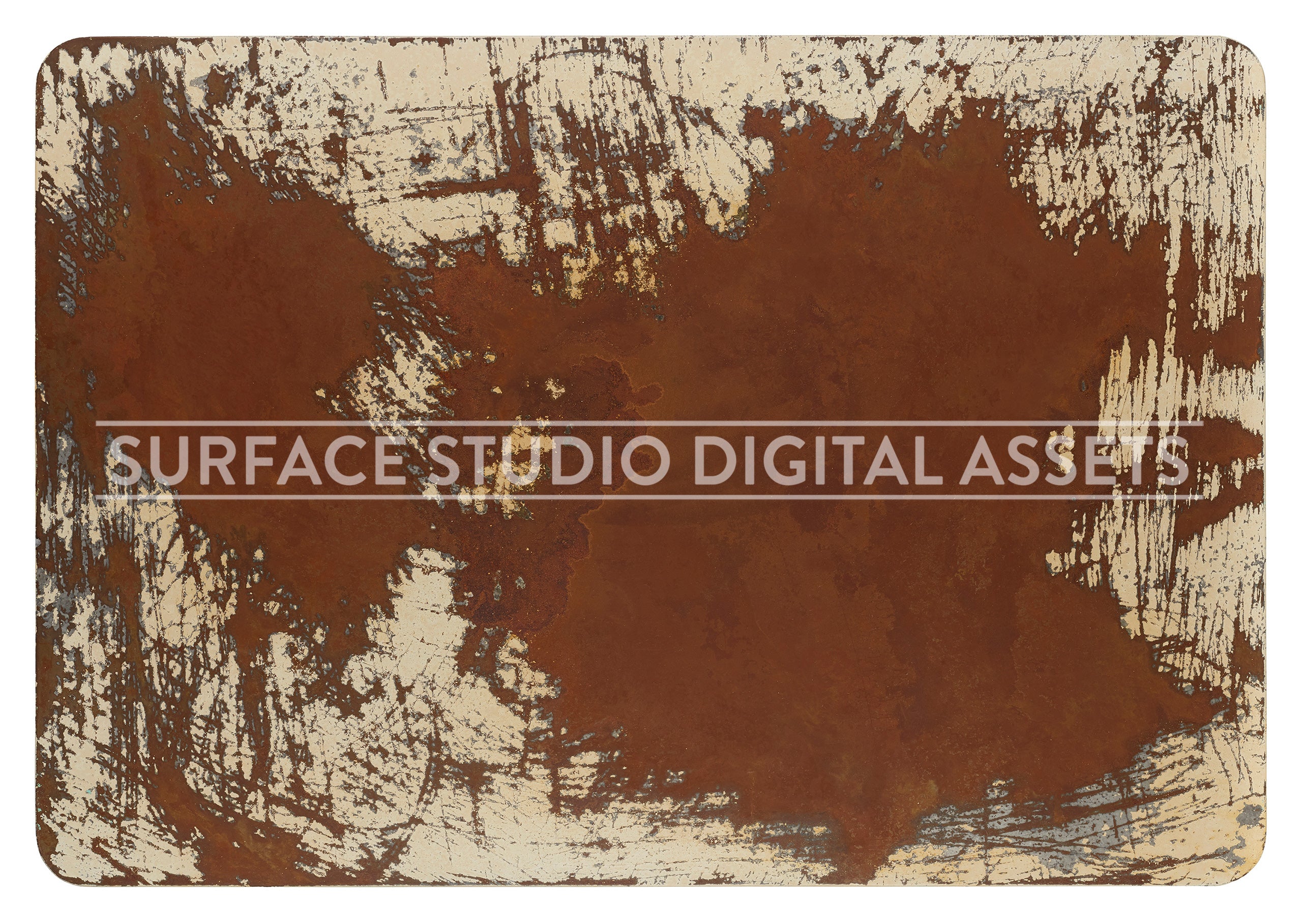 Rust Tone White Metal Surface photographed directly from above including edges.