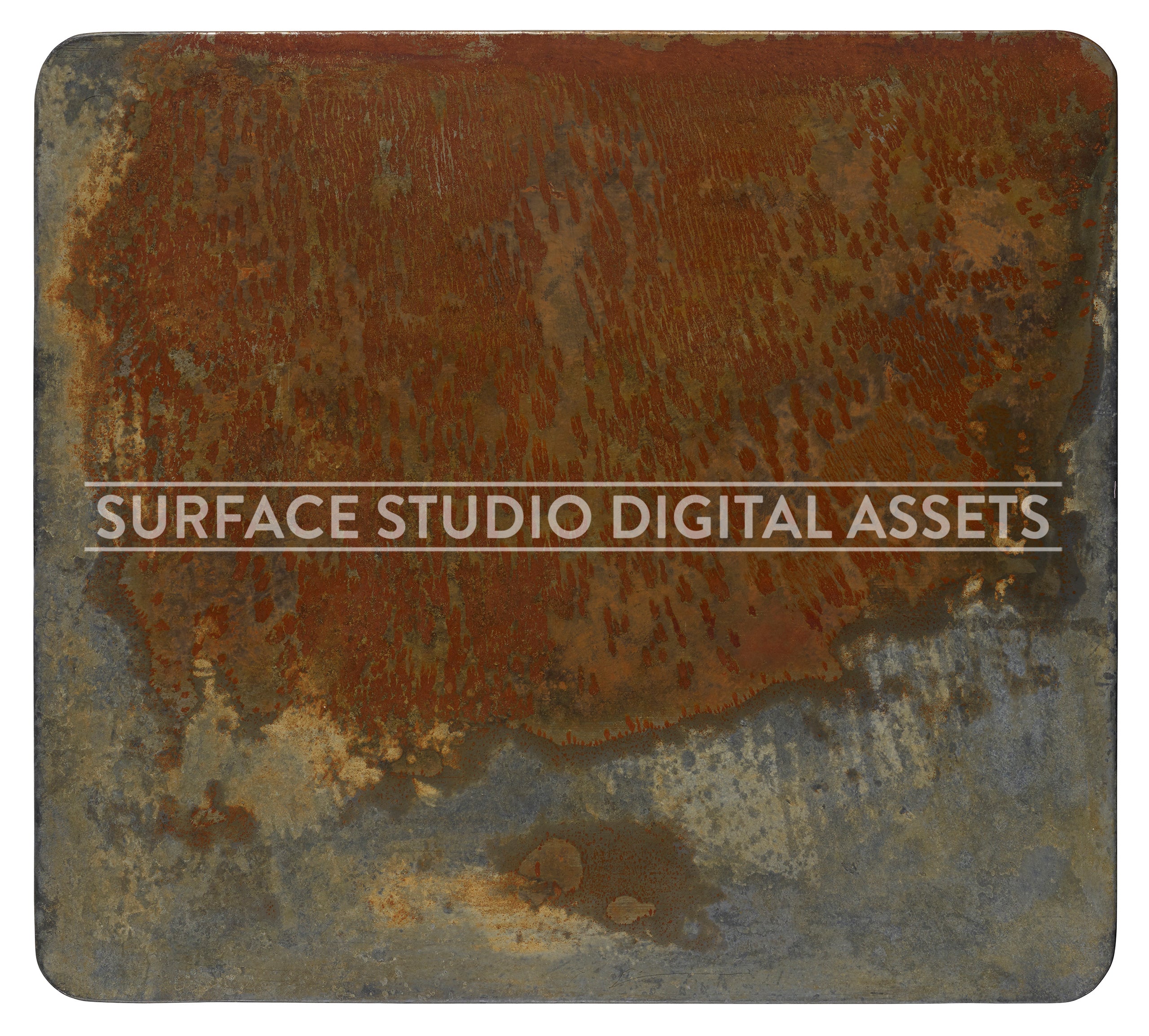 Rusty Steel Metal Surface photographed directly from above including edges.