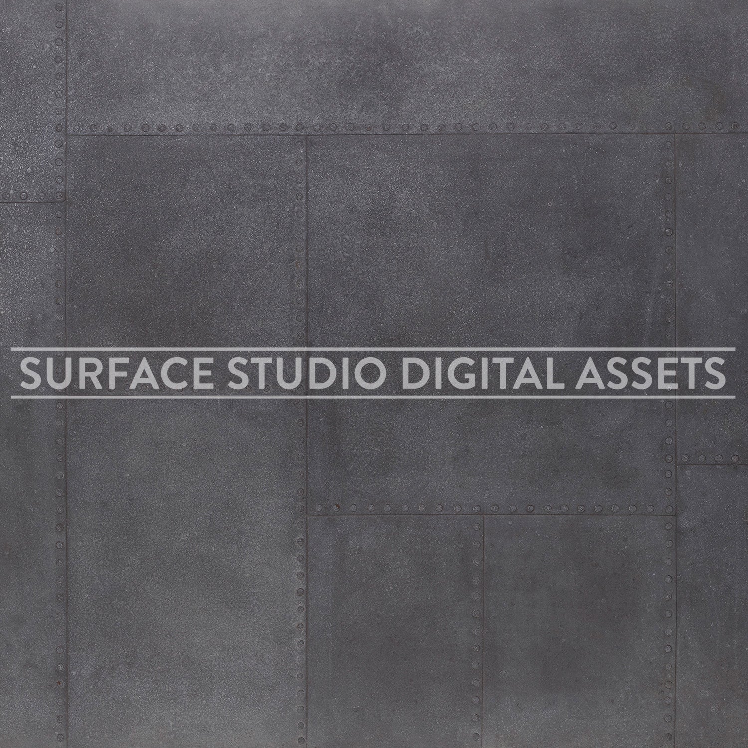 Studded Paneled Grey Zinc Metal Surface photographed directly from above.