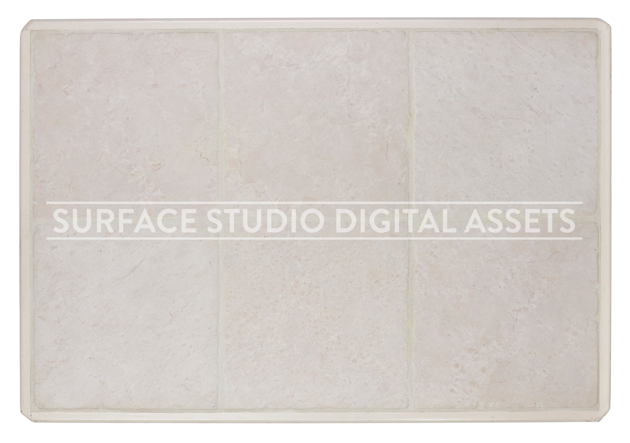 Tumbled White Marble Tile Surface photographed directly from above including edges.