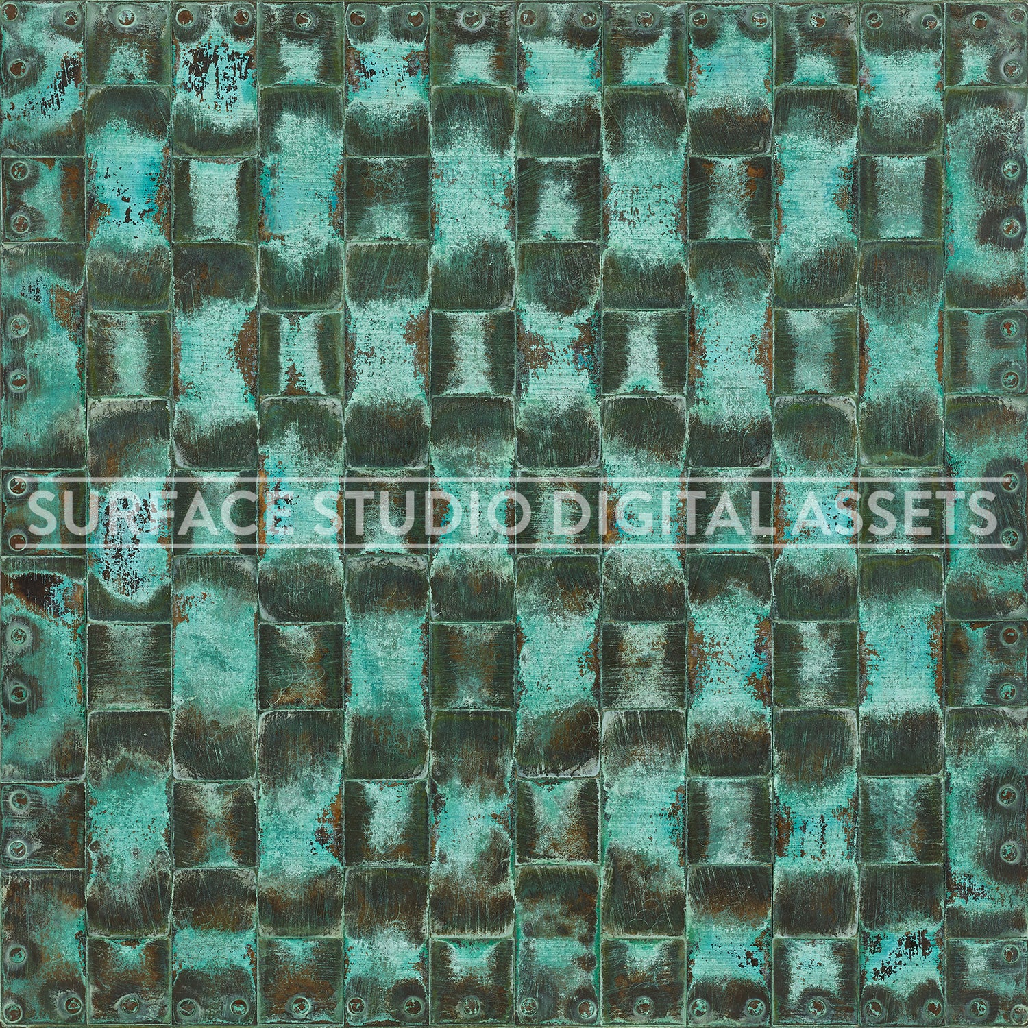 Woven Verdigris Bronze Metal Surface photographed directly from above.